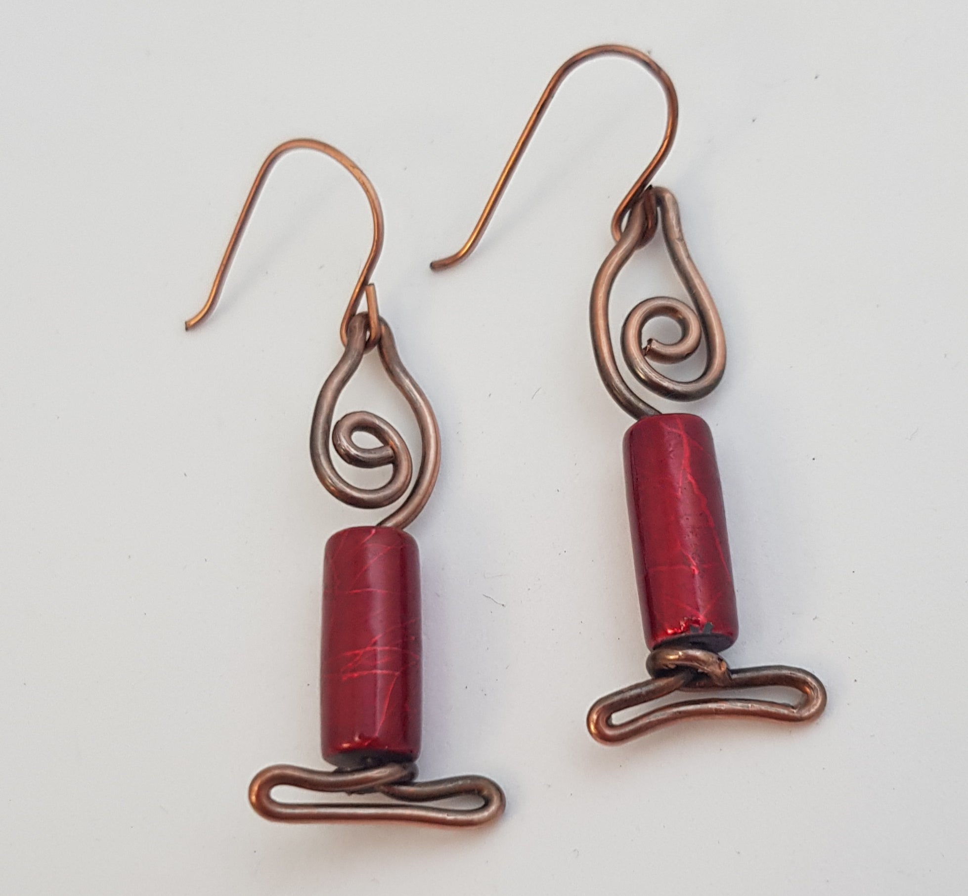 Copper Christmas Red Candle earrings (574AM/E)