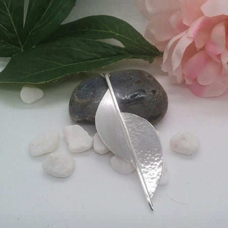 Contemporary Sterling silver stylised leaf pendant