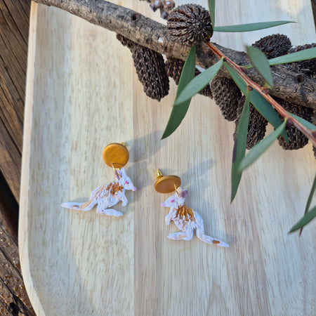Albino Wallaby Joey Dangle Earrings
