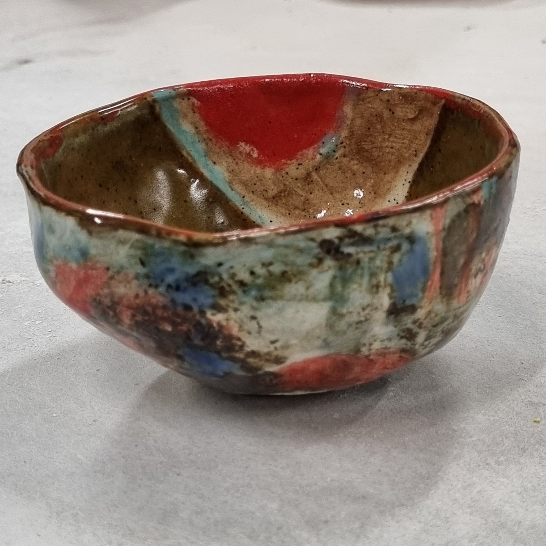 Hand-painted Artisan Ceramic Bowl, multi-coloured Number 5