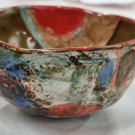 Hand-painted Artisan Ceramic Bowl, multi-coloured Number 5
