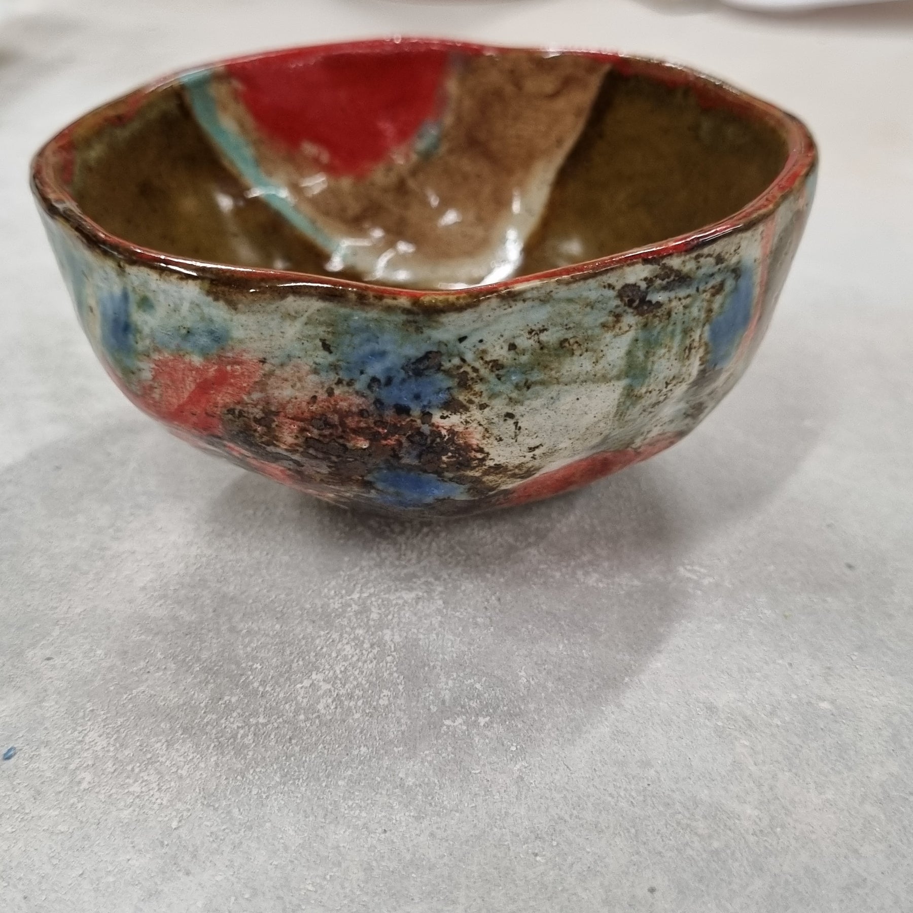 Hand-painted Artisan Ceramic Bowl, multi-coloured Number 5