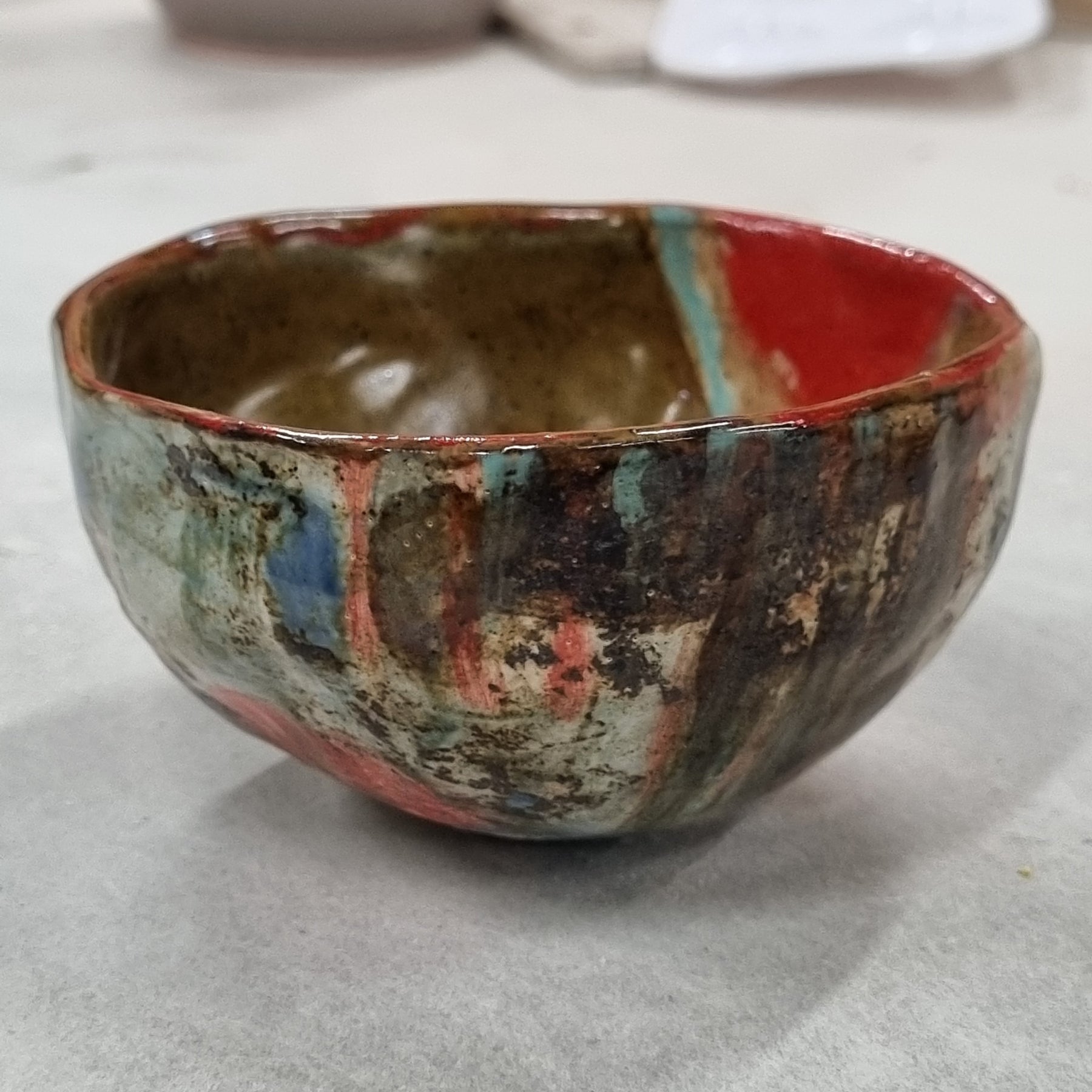 Hand-painted Artisan Ceramic Bowl, multi-coloured Number 5
