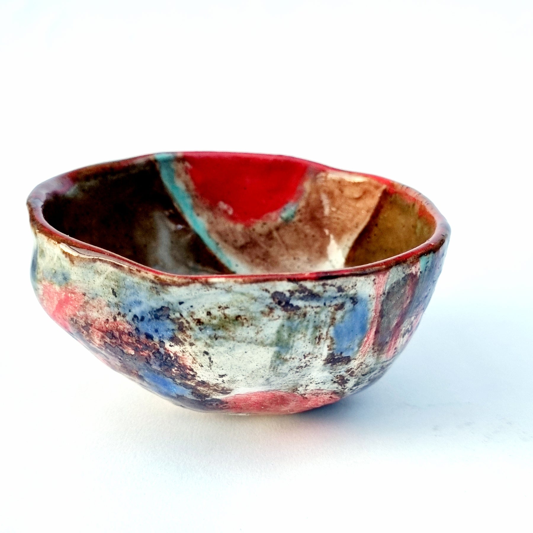 Hand-painted Artisan Ceramic Bowl, multi-coloured Number 5