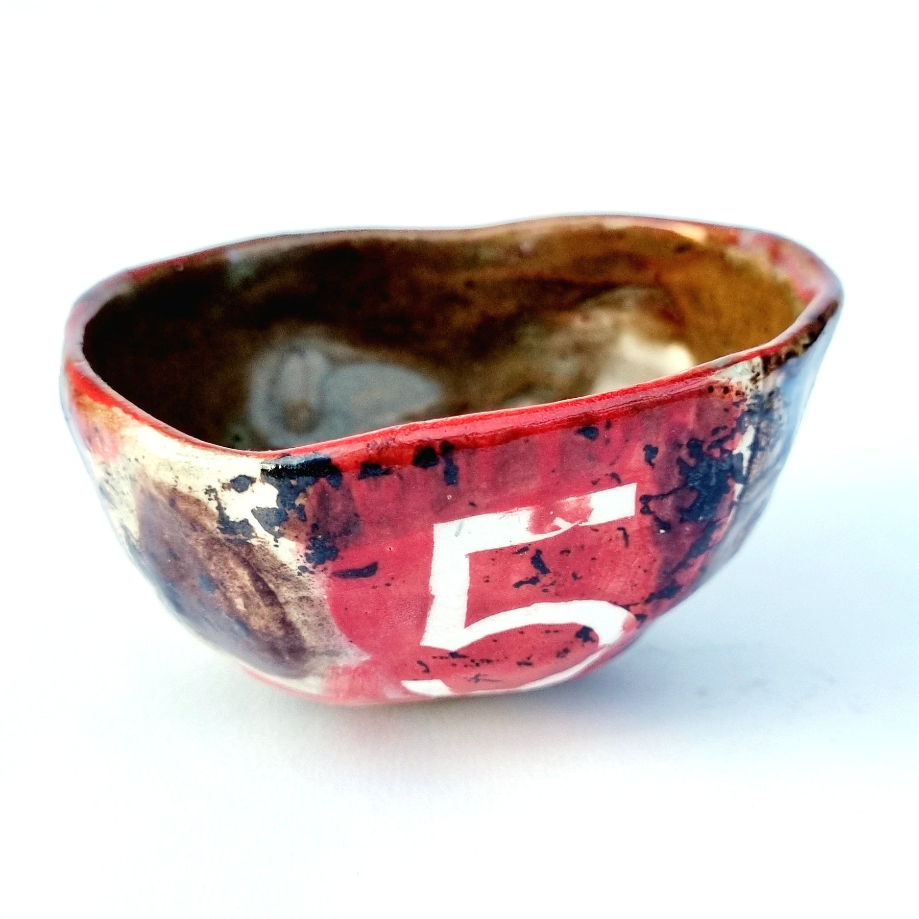 Hand-painted Artisan Ceramic Bowl, multi-coloured Number 5