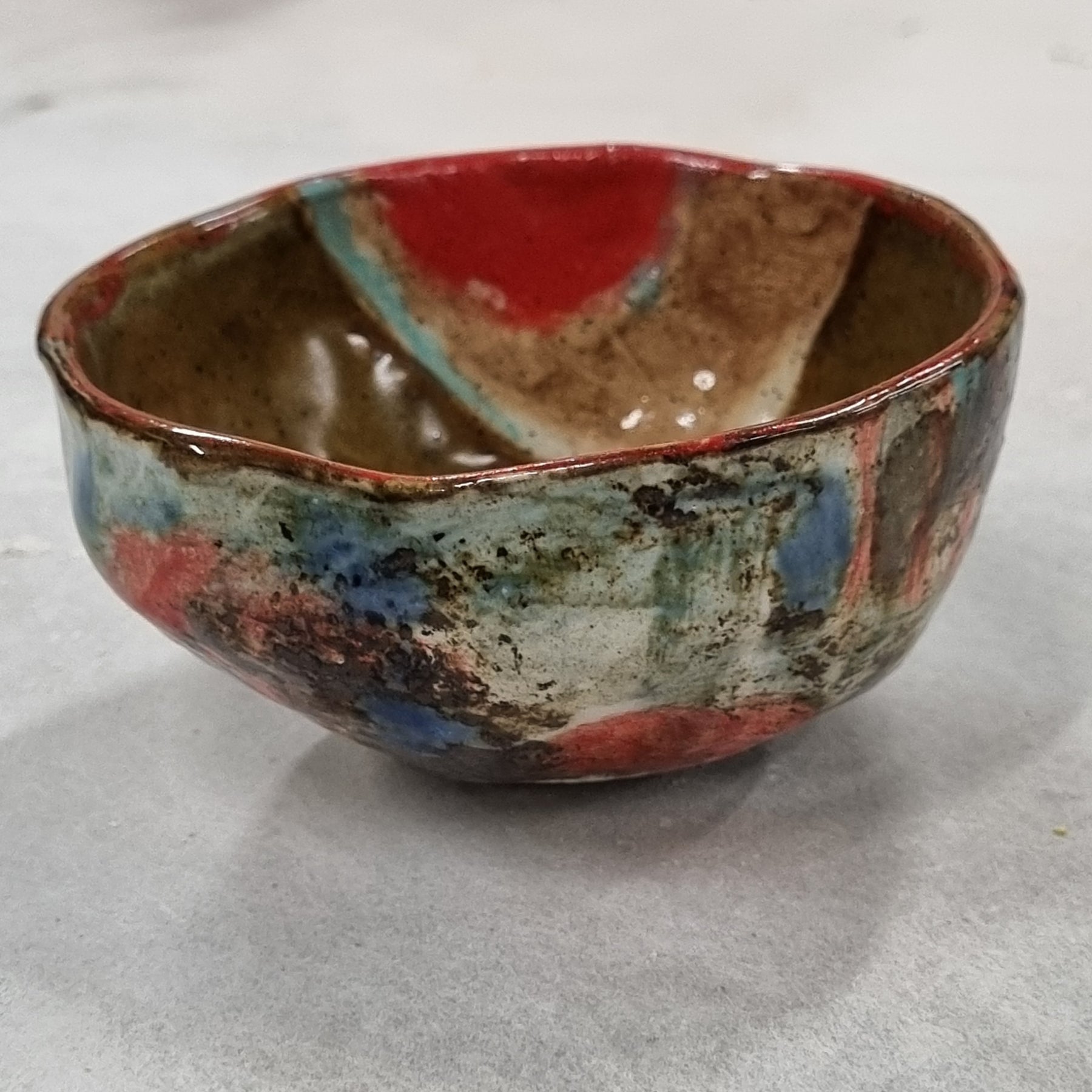 Hand-painted Artisan Ceramic Bowl, multi-coloured Number 5