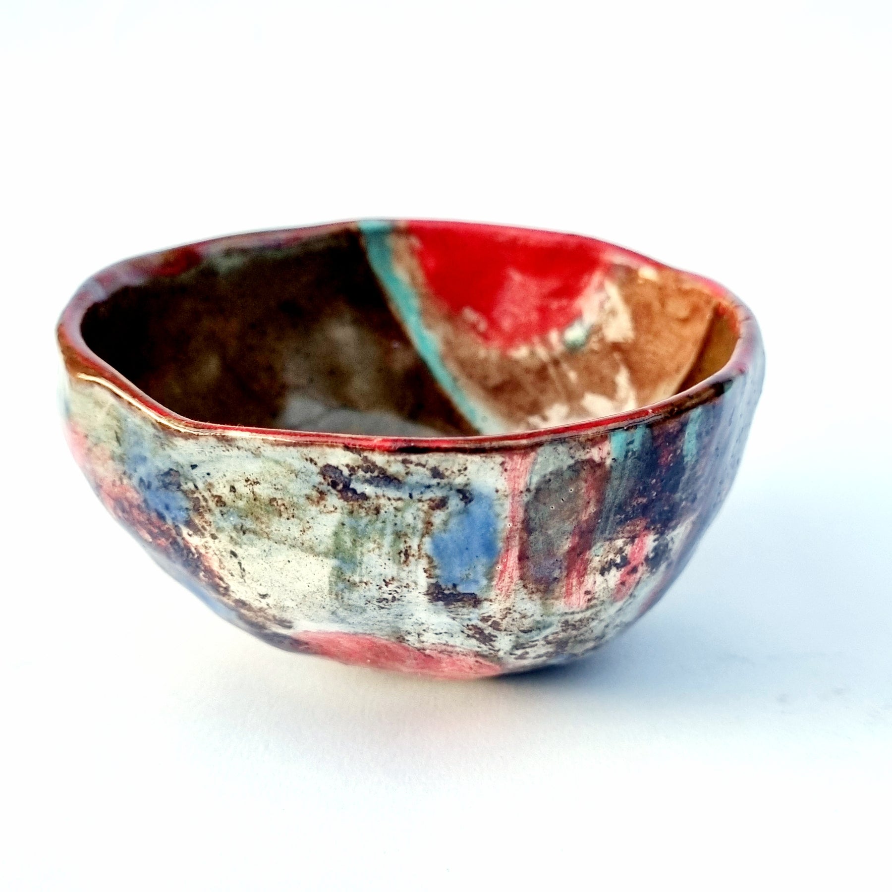 Hand-painted Artisan Ceramic Bowl, multi-coloured Number 5