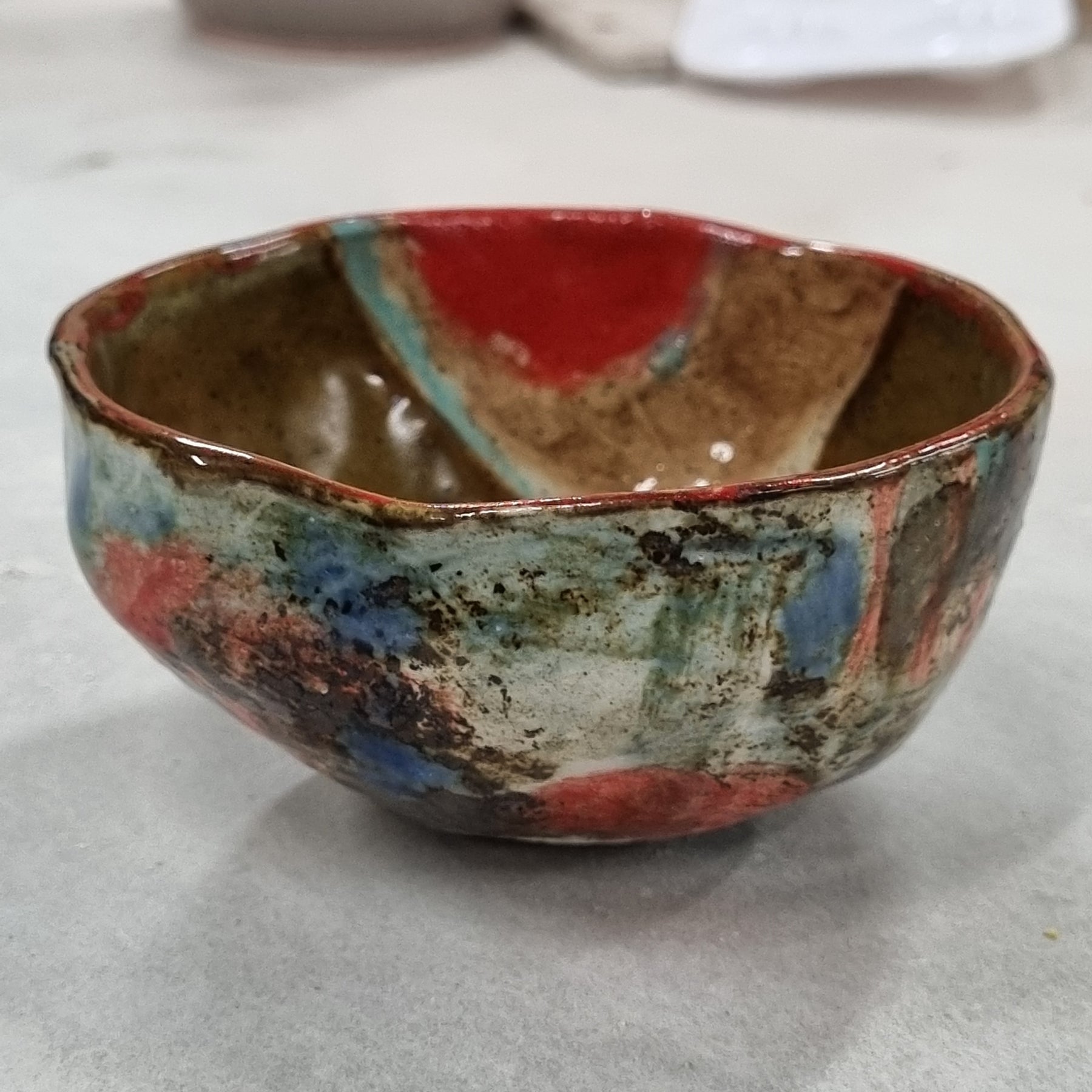 Hand-painted Artisan Ceramic Bowl, multi-coloured Number 5