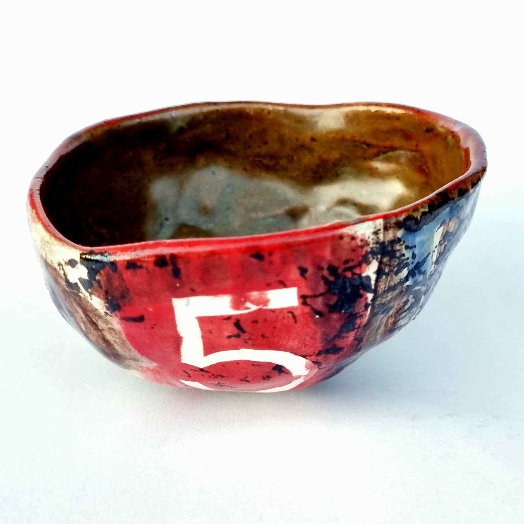 Hand-painted Artisan Ceramic Bowl, multi-coloured Number 5