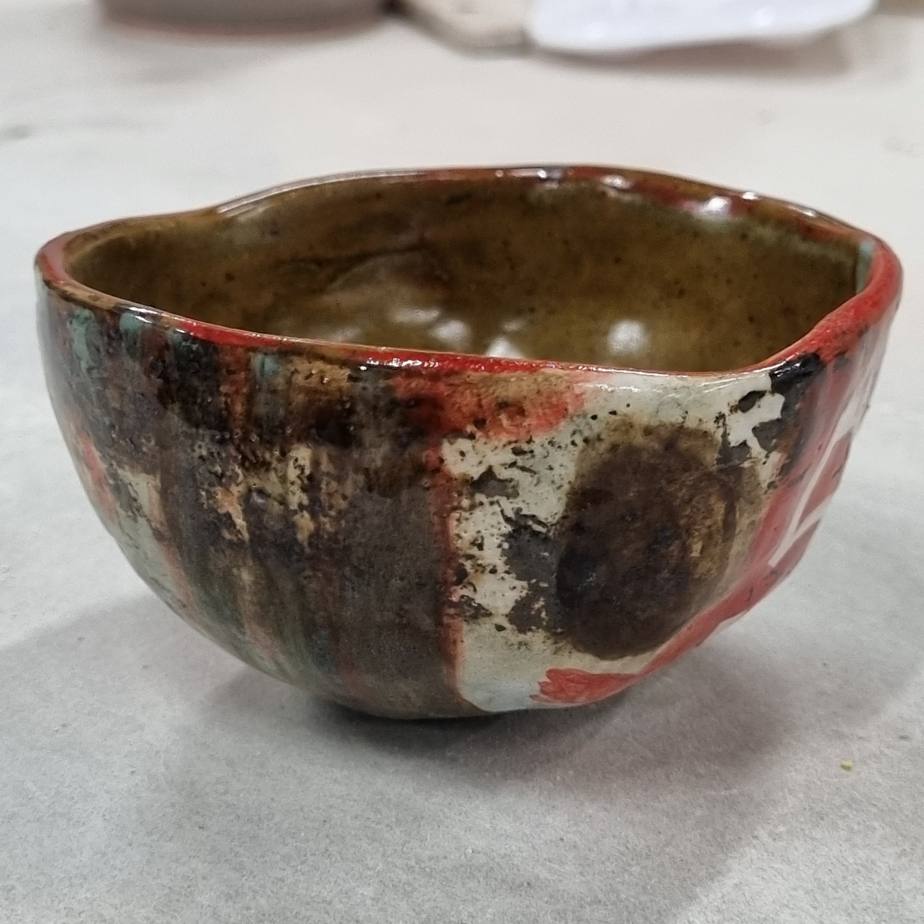 Hand-painted Artisan Ceramic Bowl, multi-coloured Number 5