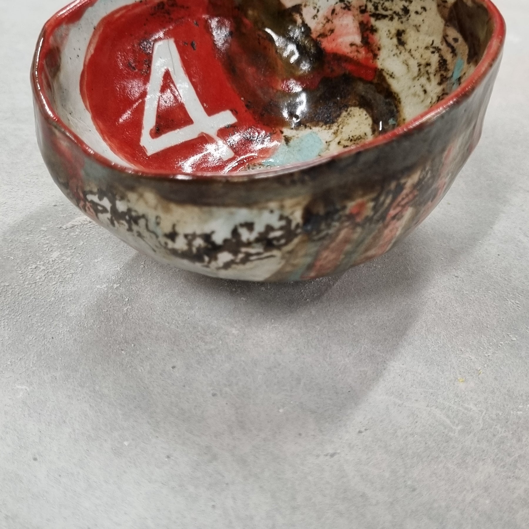 Hand-painted Artisan Ceramic Bowl, multi-coloured Number 4