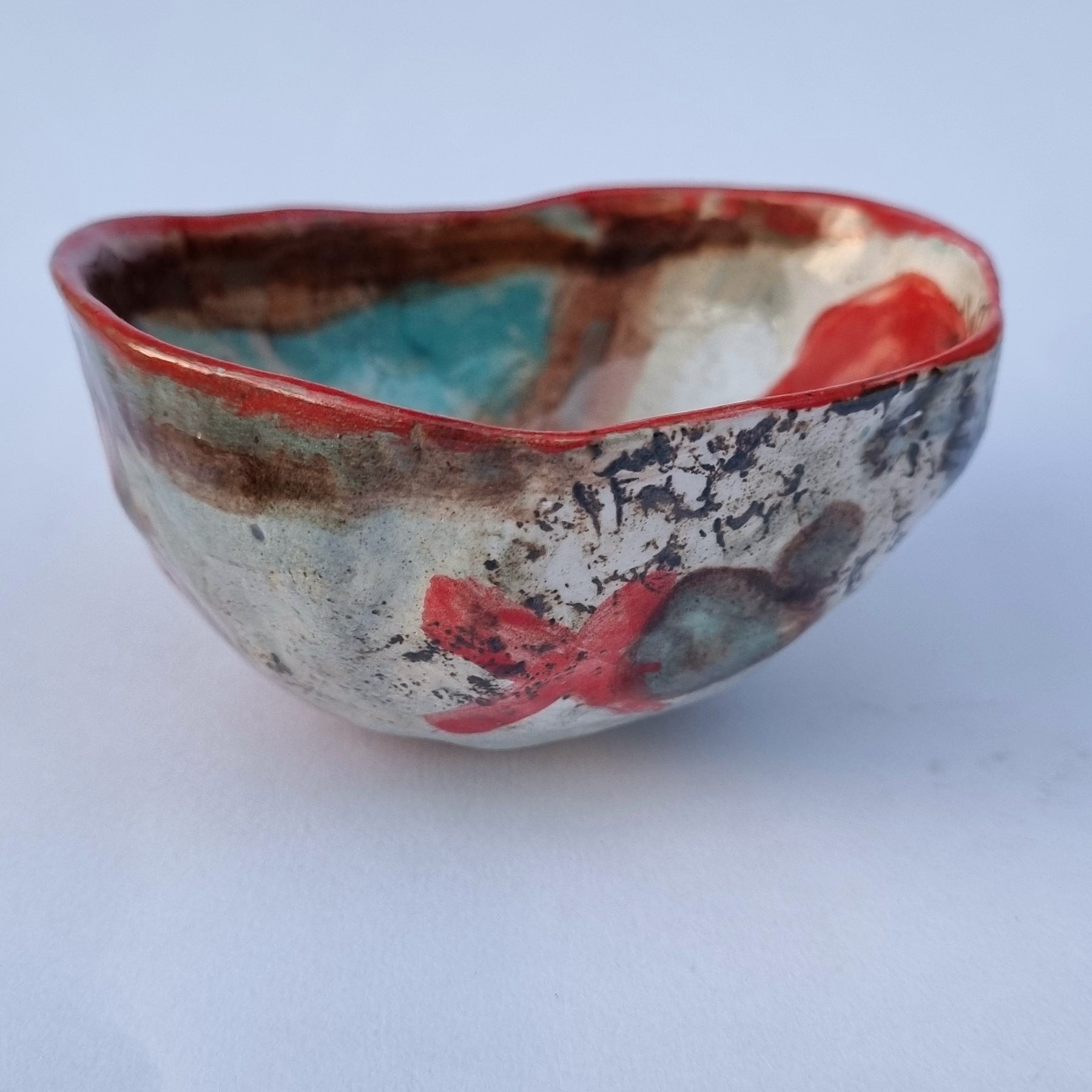 Hand-painted Artisan Ceramic Bowl, multi-coloured Number 4