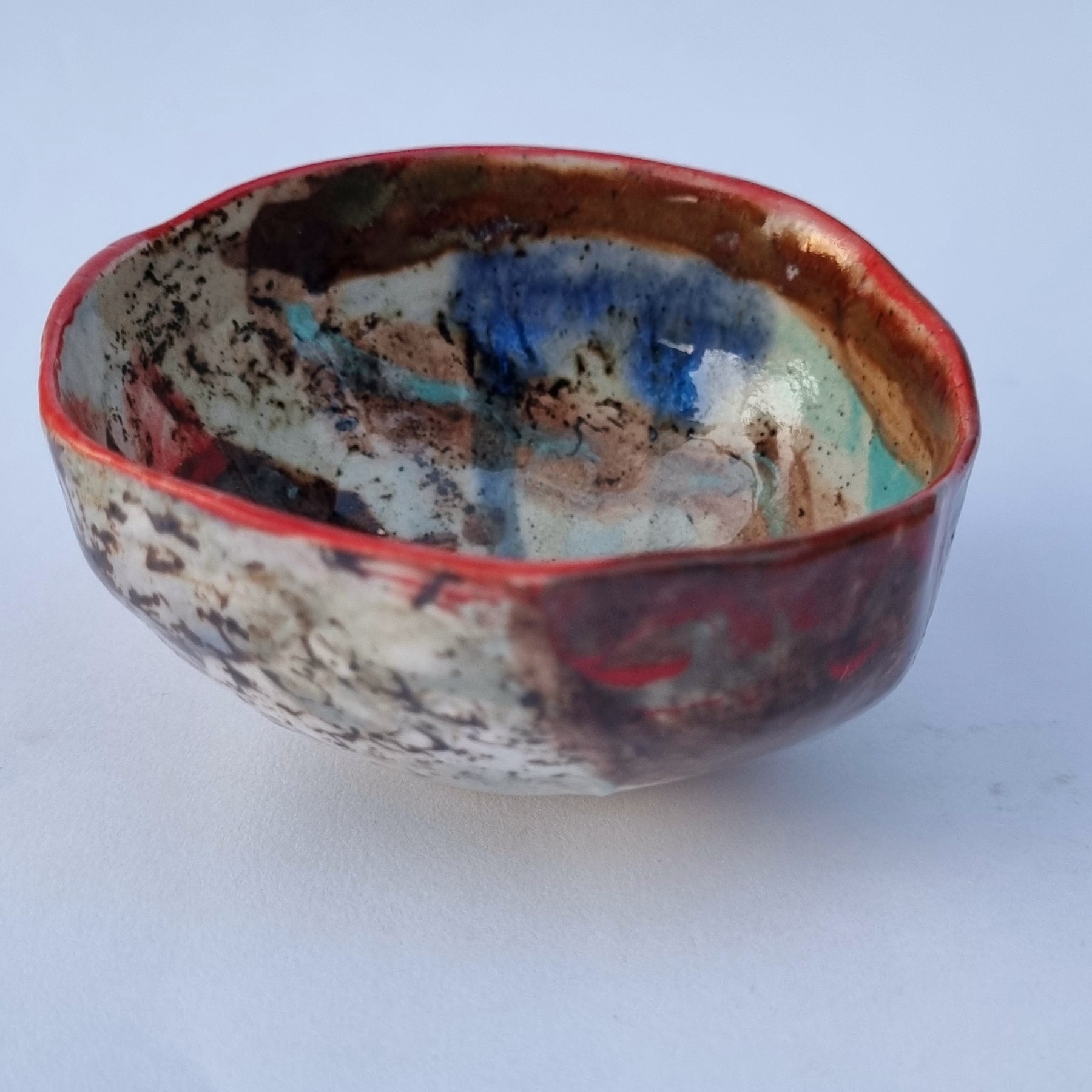 Hand-painted Artisan Ceramic Bowl, multi-coloured Number 4
