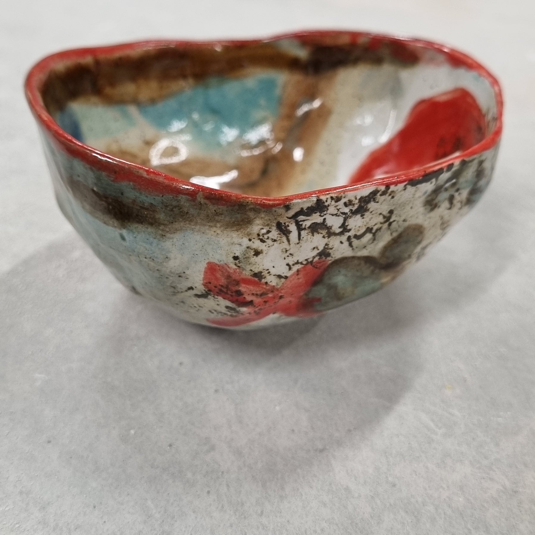 Hand-painted Artisan Ceramic Bowl, multi-coloured Number 4