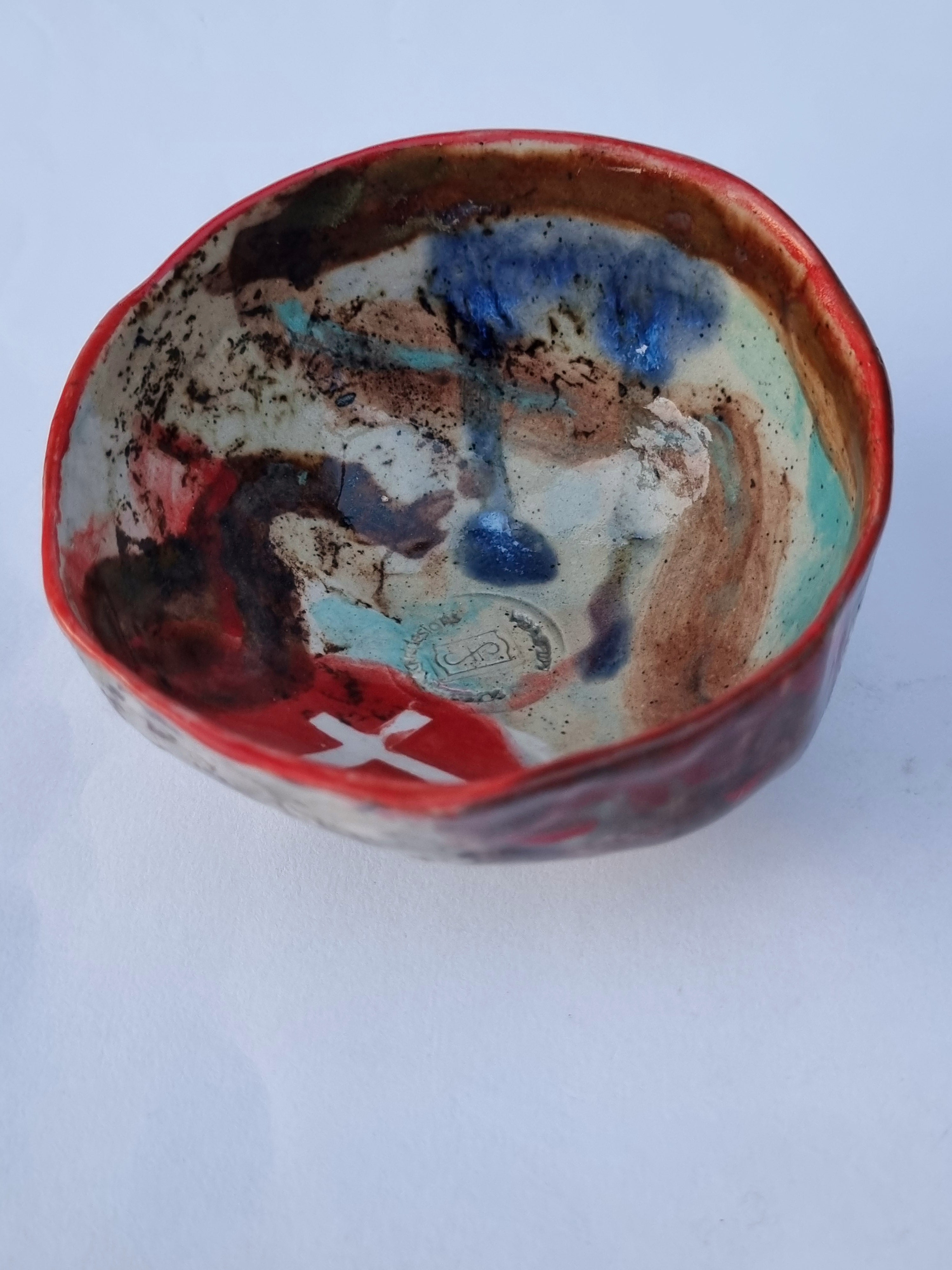 Hand-painted Artisan Ceramic Bowl, multi-coloured Number 4