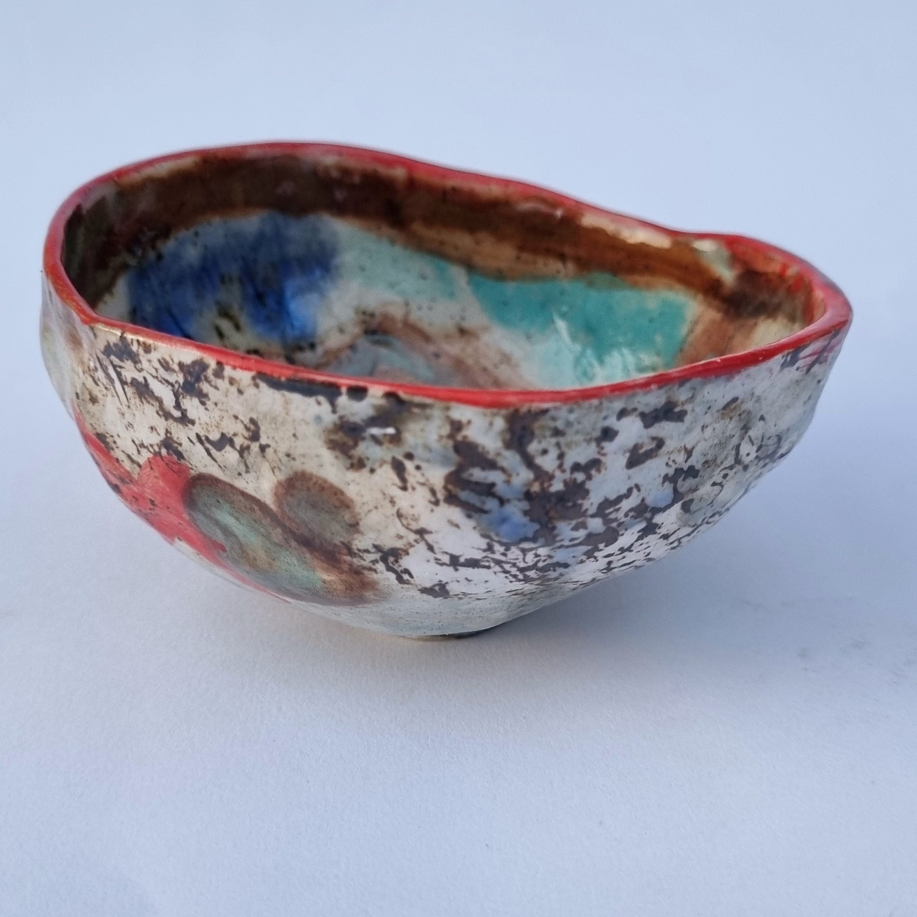 Hand-painted Artisan Ceramic Bowl, multi-coloured Number 4
