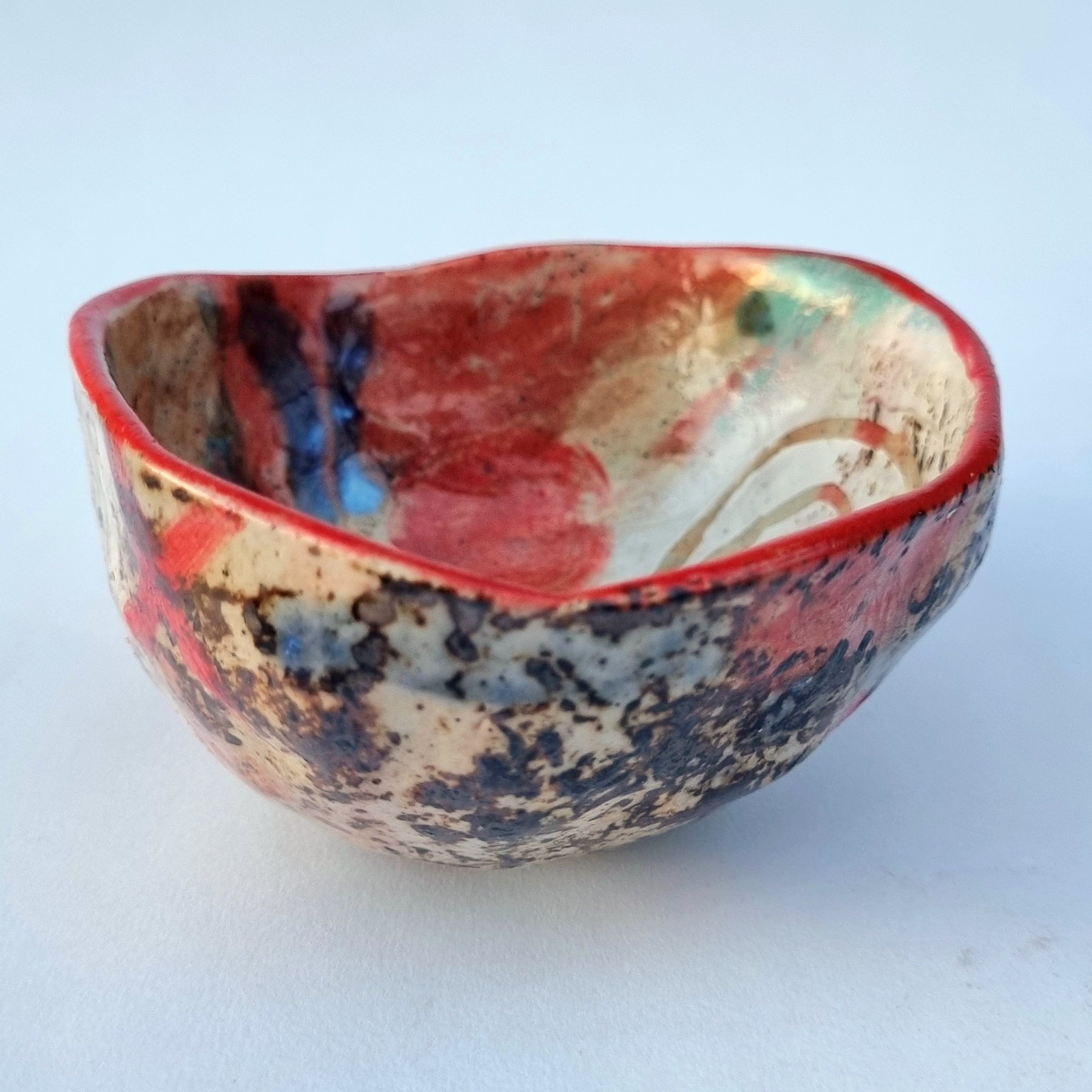 Hand-painted Artisan Ceramic Bowl, multi-coloured Type @
