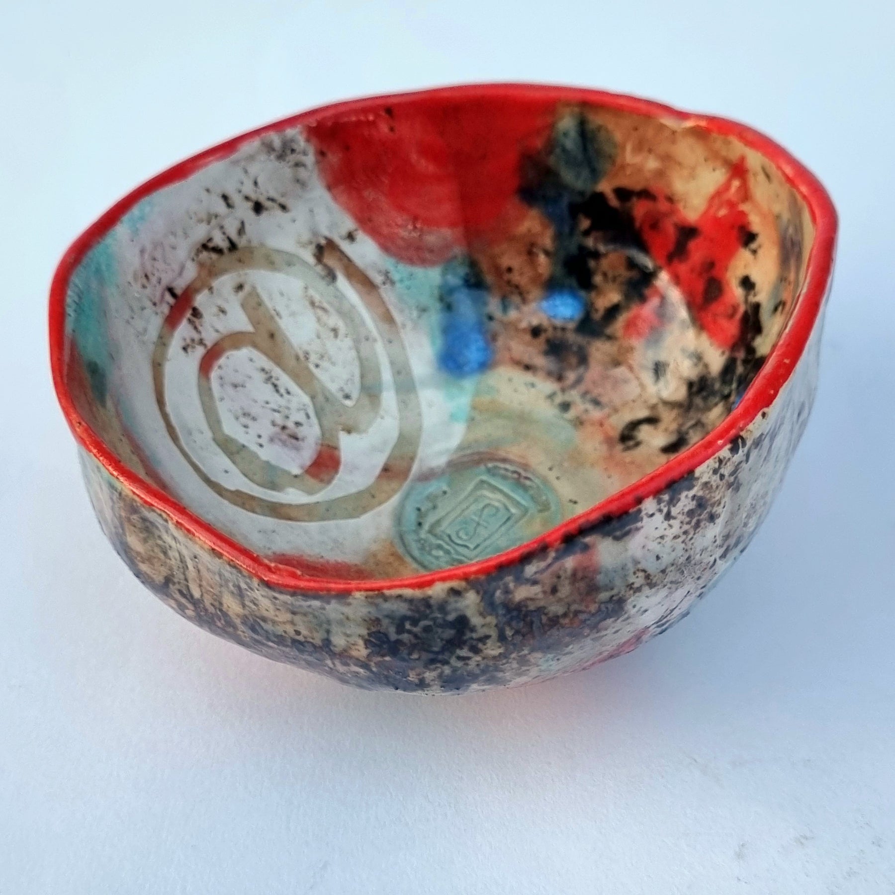 Hand-painted Artisan Ceramic Bowl, multi-coloured Type @