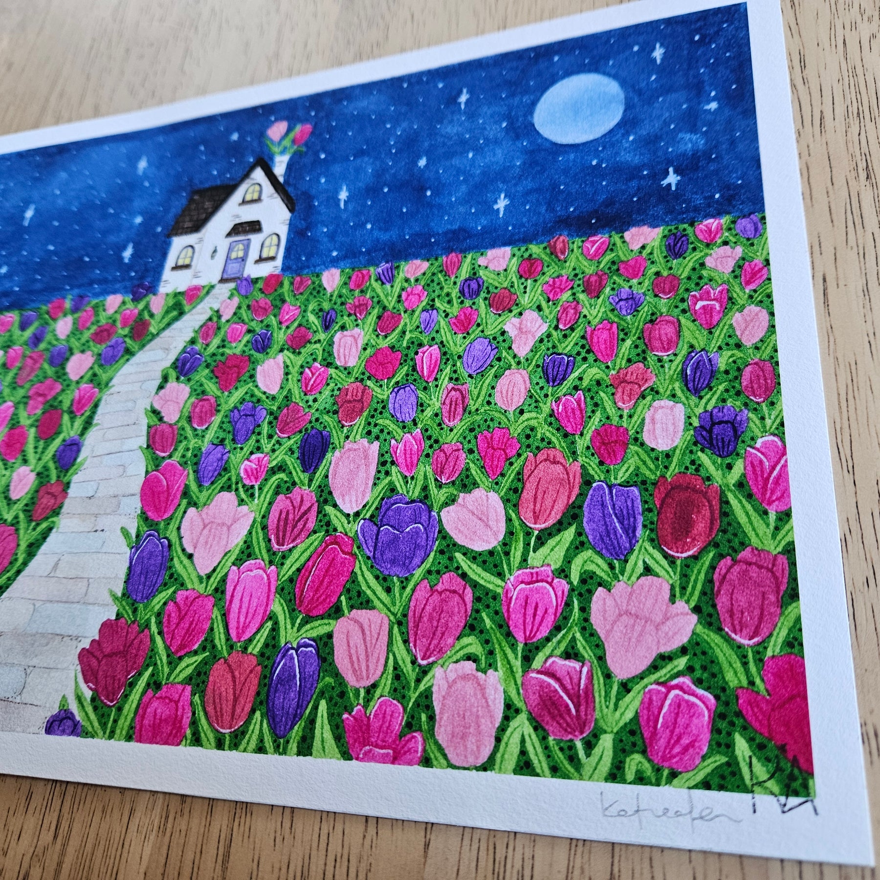 Watercolour Art Print - 'Tulip Cottage'
