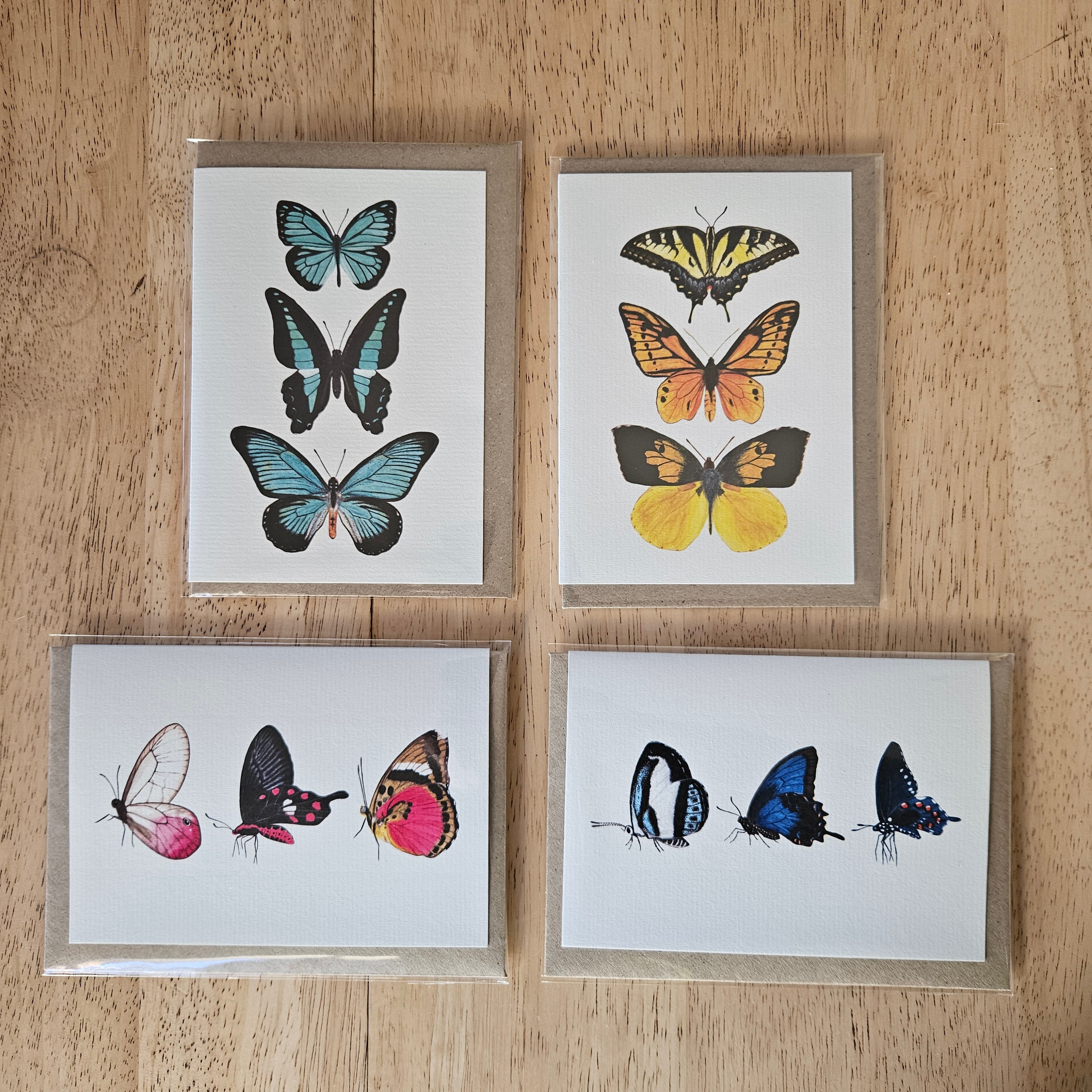 Watercolour Greeting Cards - Butterflies - Set of 4