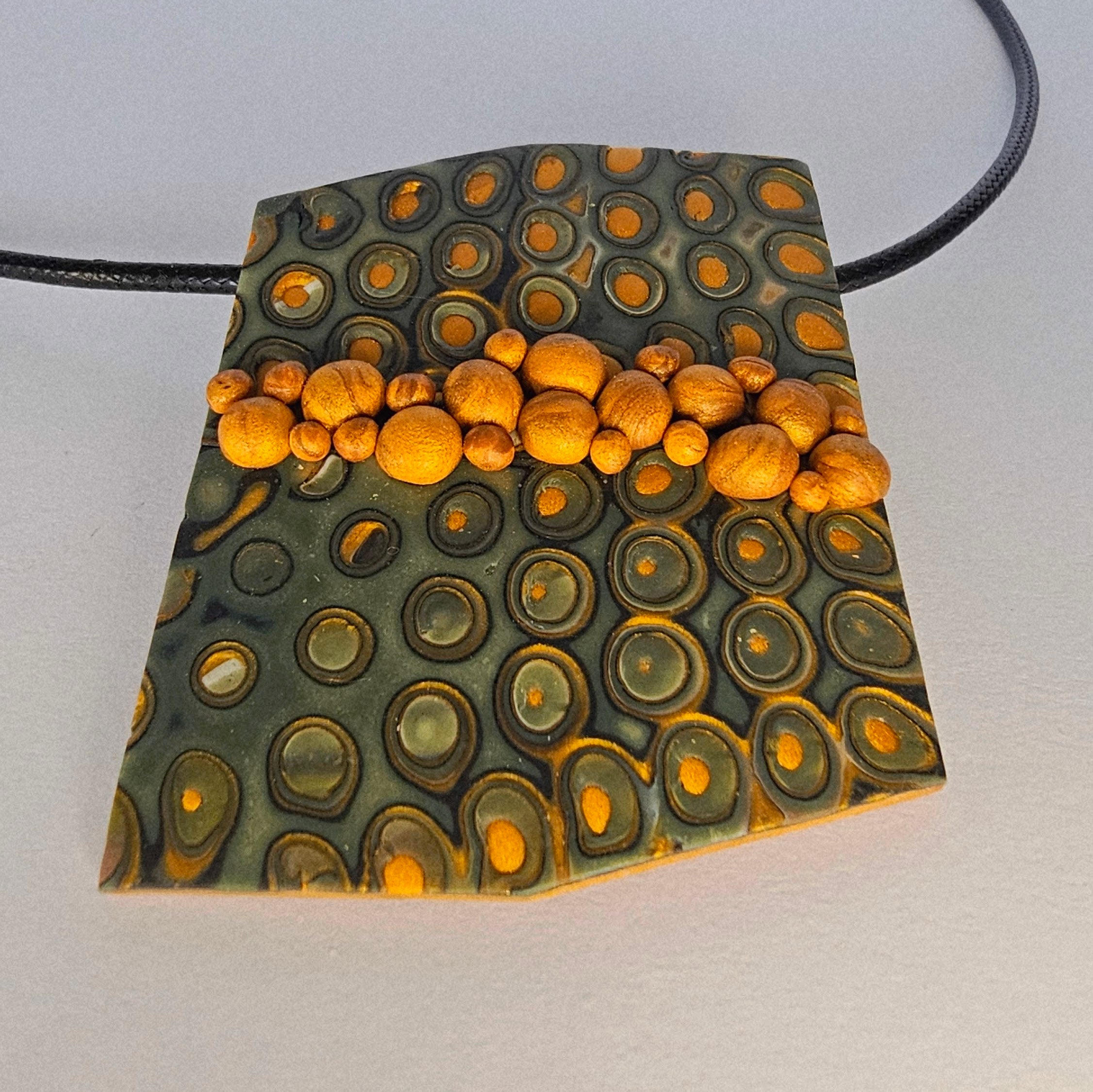 GOLDEN PEBBLE STREAM - POLYMER CLAY PENDANT
