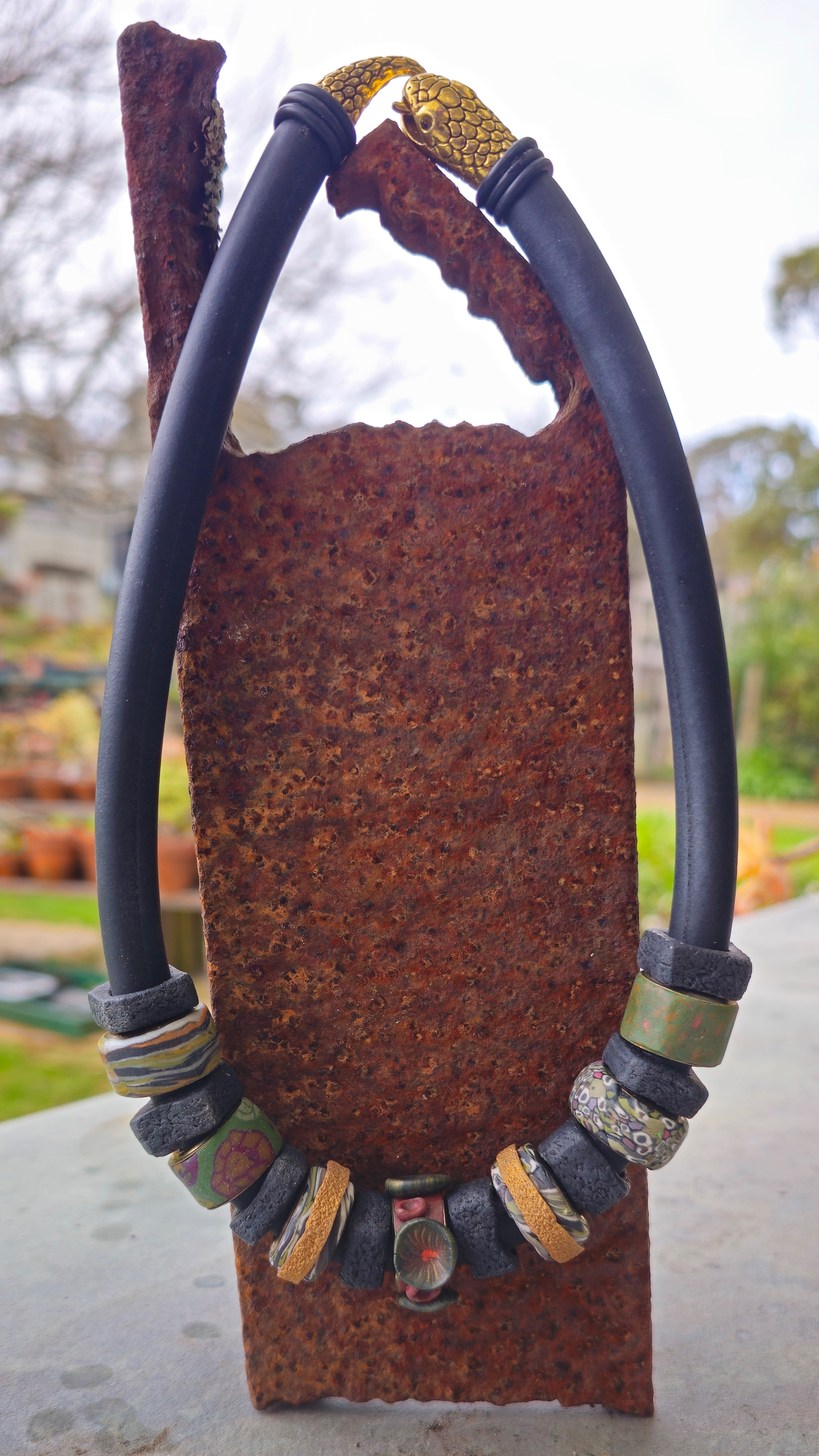 LICHEN AND STONE - POLYMER CLAY CHOKER/NECKLACE