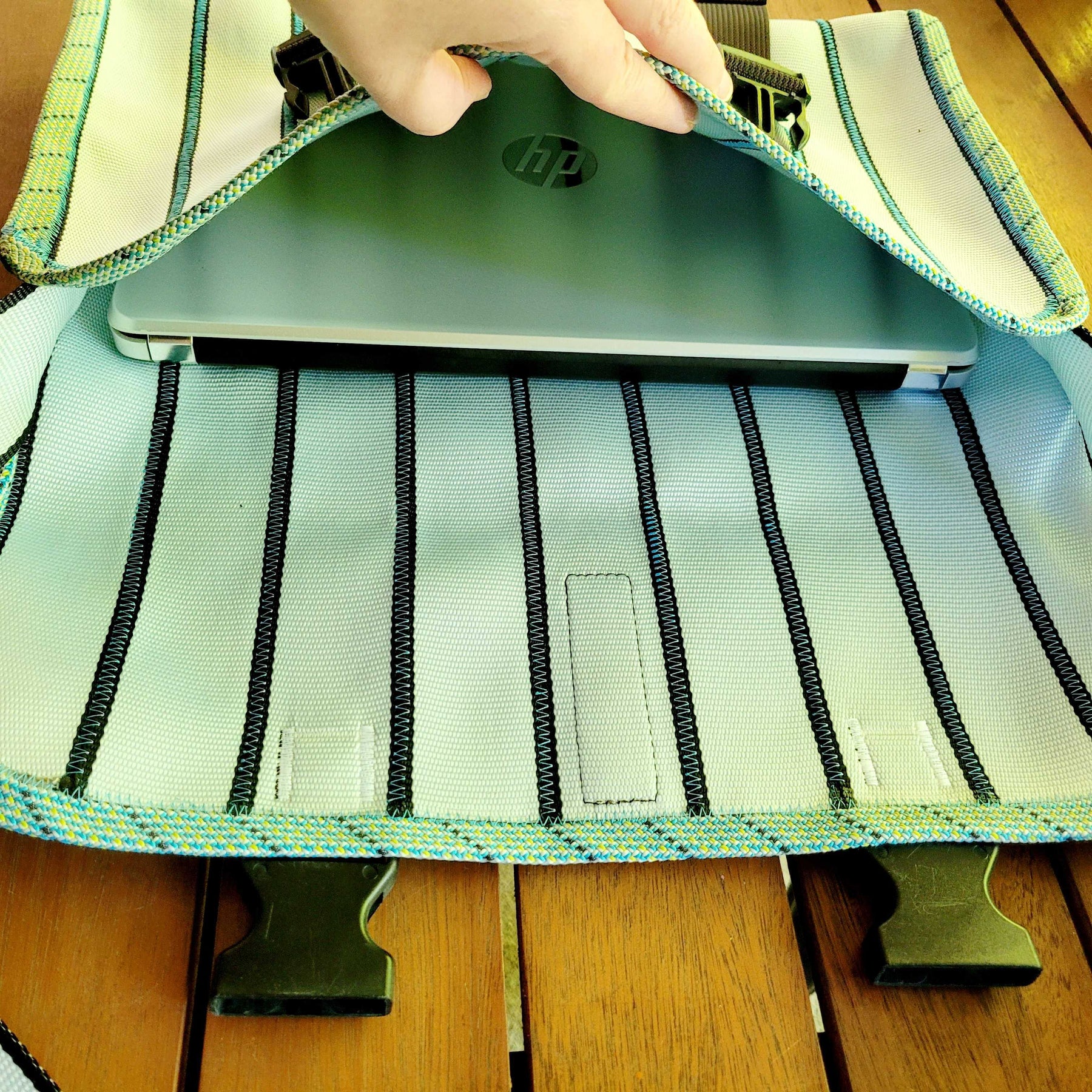 Upcycled Laptop Bag [Pale Blue]