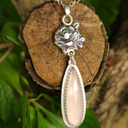 Say it with a flower silver rose pendant