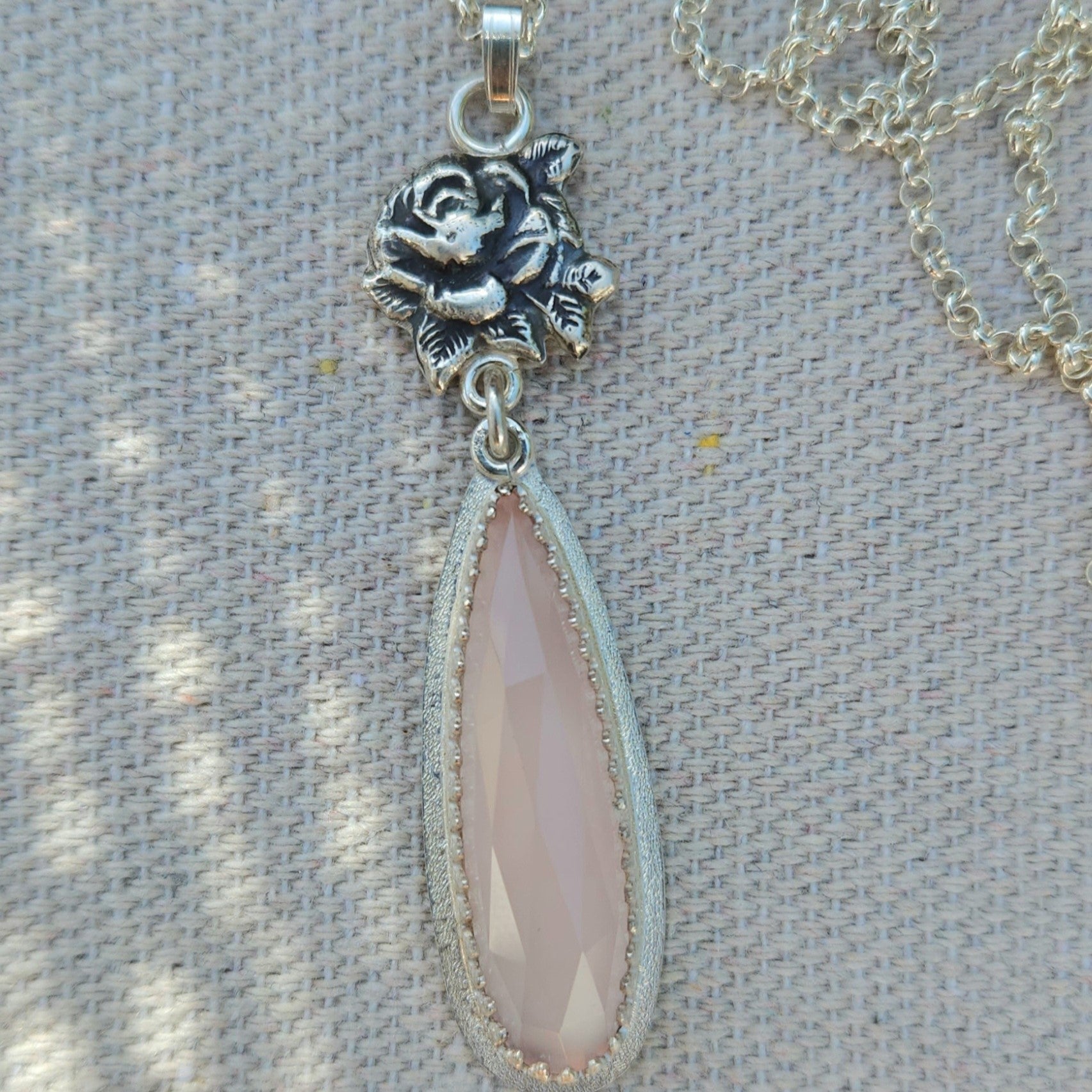 Say it with a flower silver rose pendant