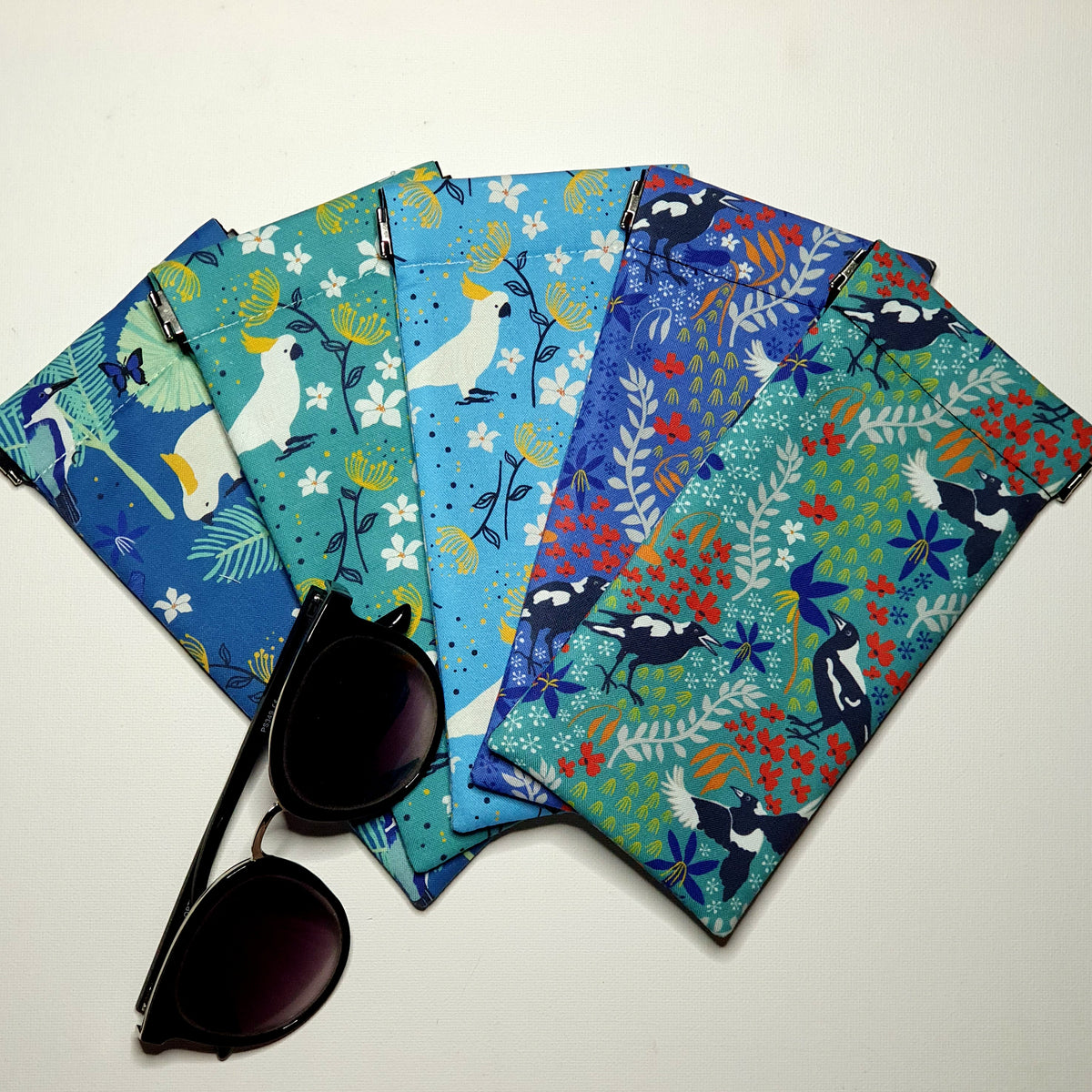Sunglass Pouches, Various Magpie and Cockatoo Designs and Colours