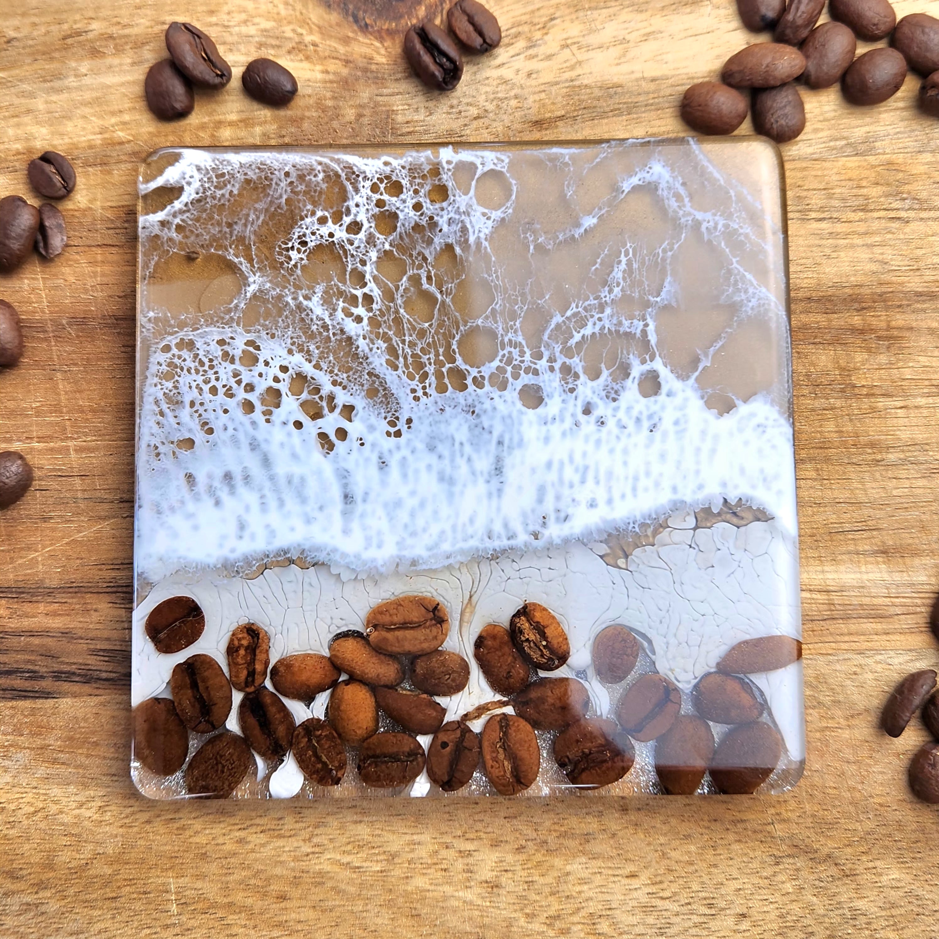 Coffee Bean Resin Drink Coasters Set of 4, Epoxy Resin Coasters, Drinkware