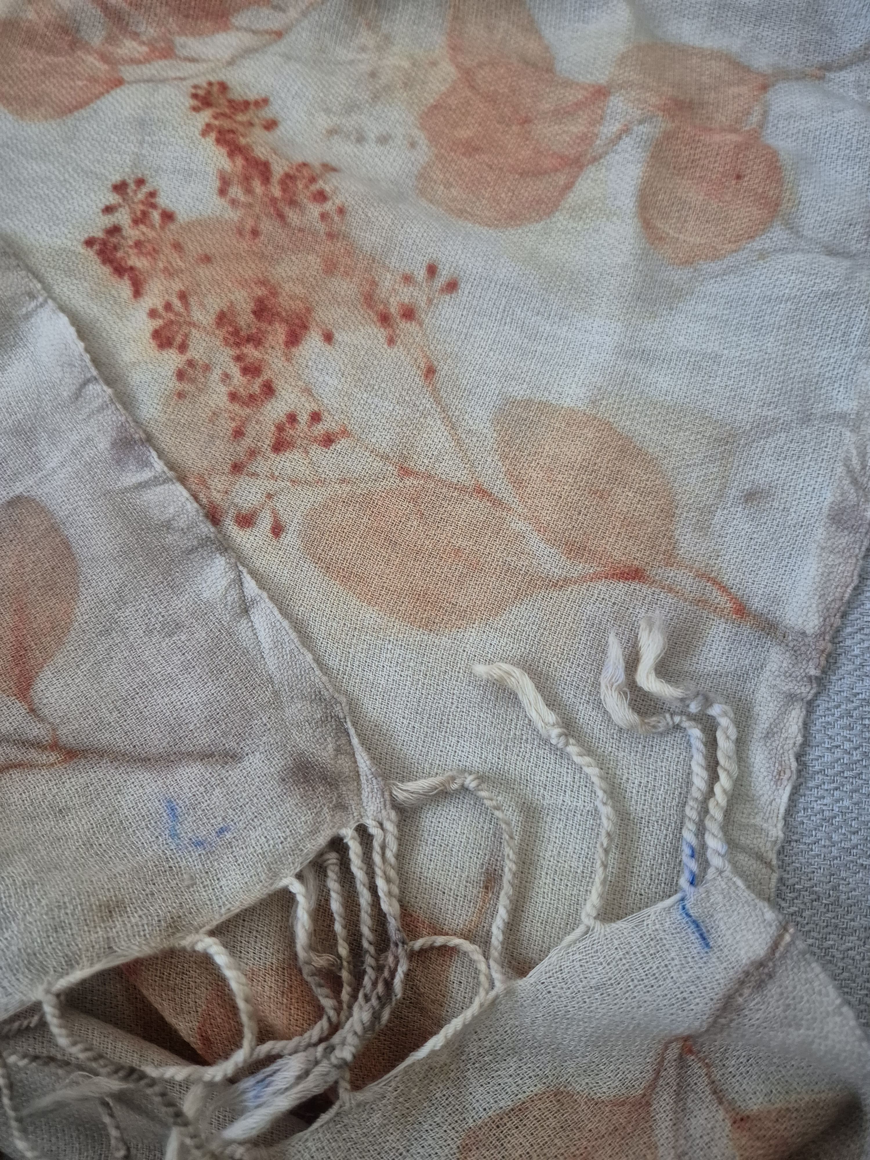 SOLD Pure merino wool fine wrap ecoprinted