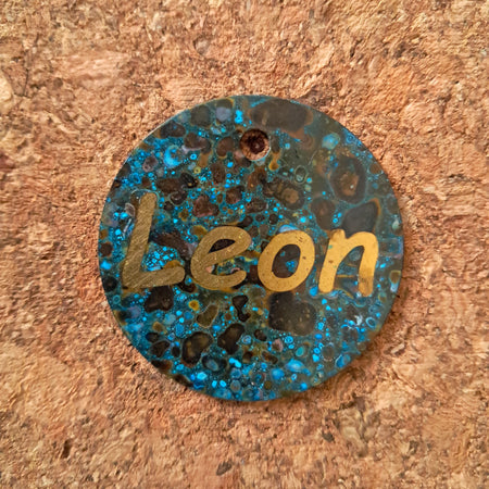 Brass Patina Pet Name Tag