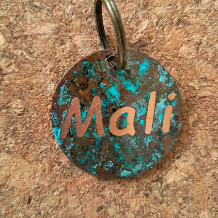 Copper Patina Pet Name Tag