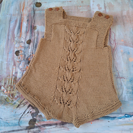 Handknitted Baby Romper in Soft Bamboo-cotton Sz 00