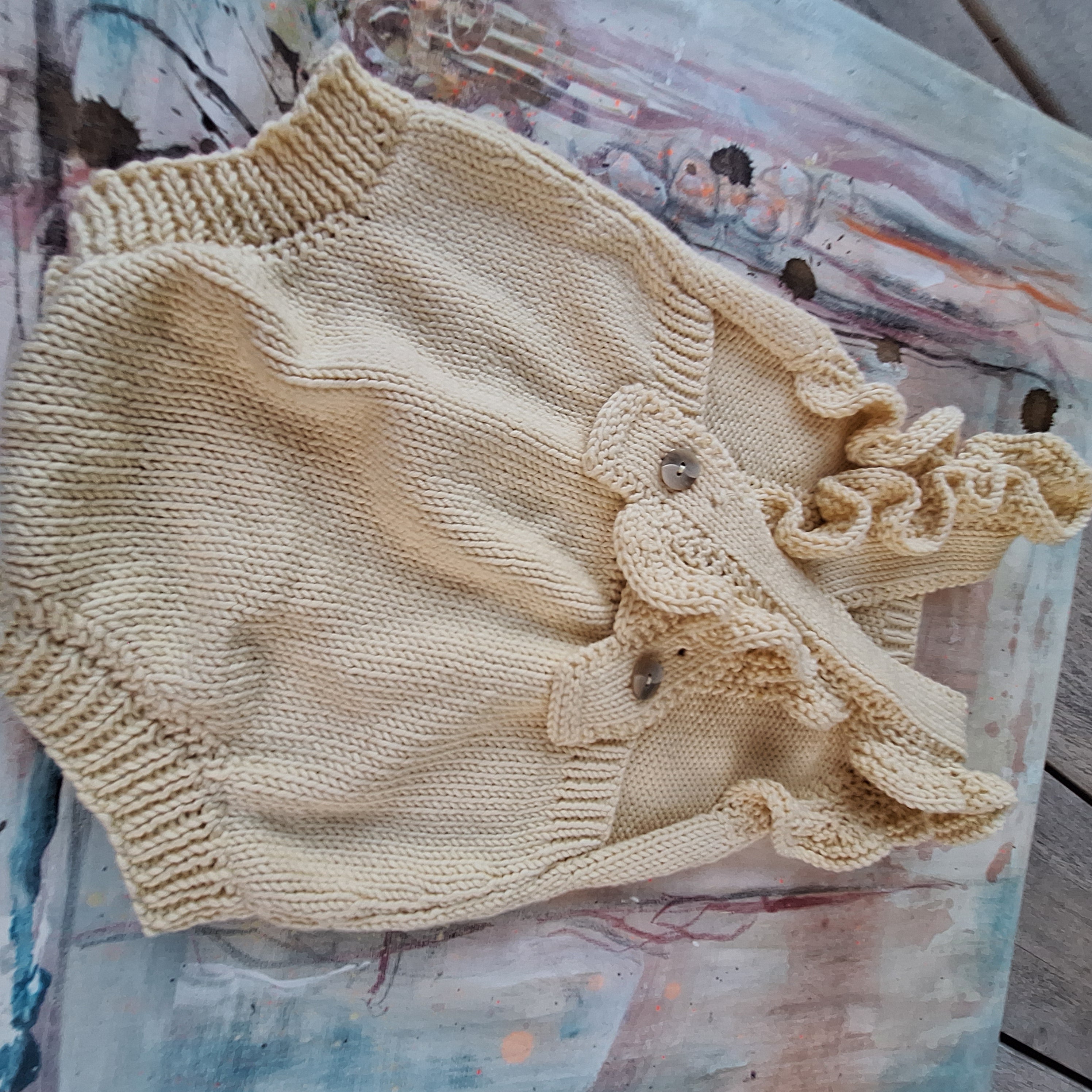 Handknitted Baby Romper Sz 6mths Sweet