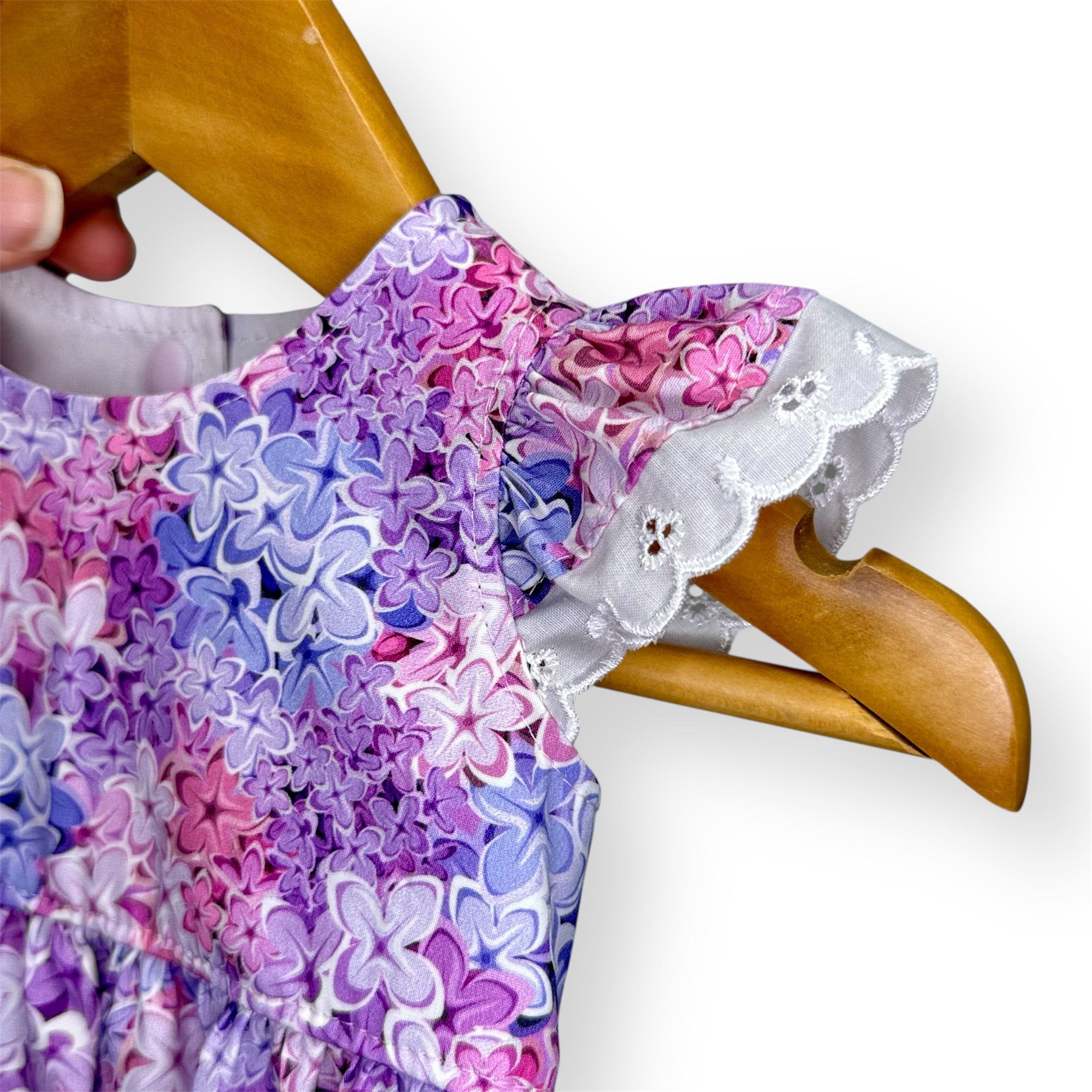 SIZE 000 Purple, Pink Flowers - Tea Party Romper