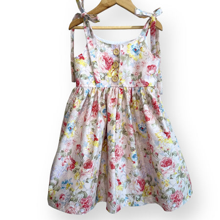 SIZE 5 Vintage Tea Roses Tie Shoulder Summer Dress