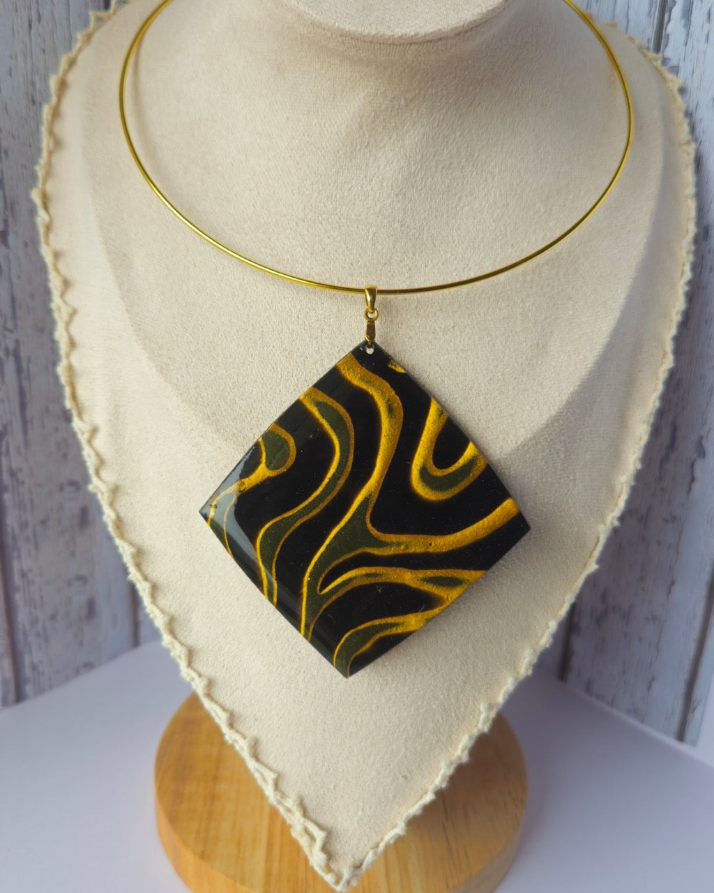 GOLDEN TERRAIN - POLYMER CLAY PENDANT