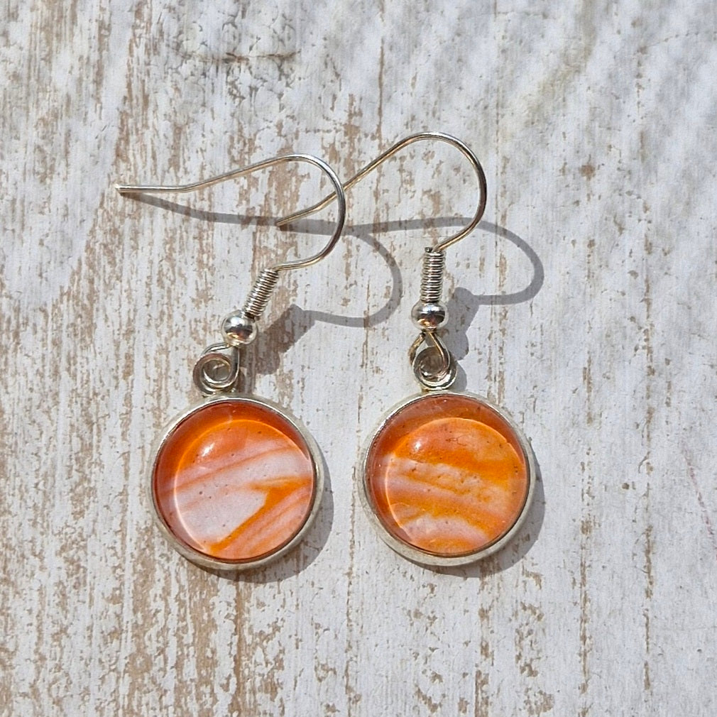 Orange Fluid Art Stainless Steel Earrings
