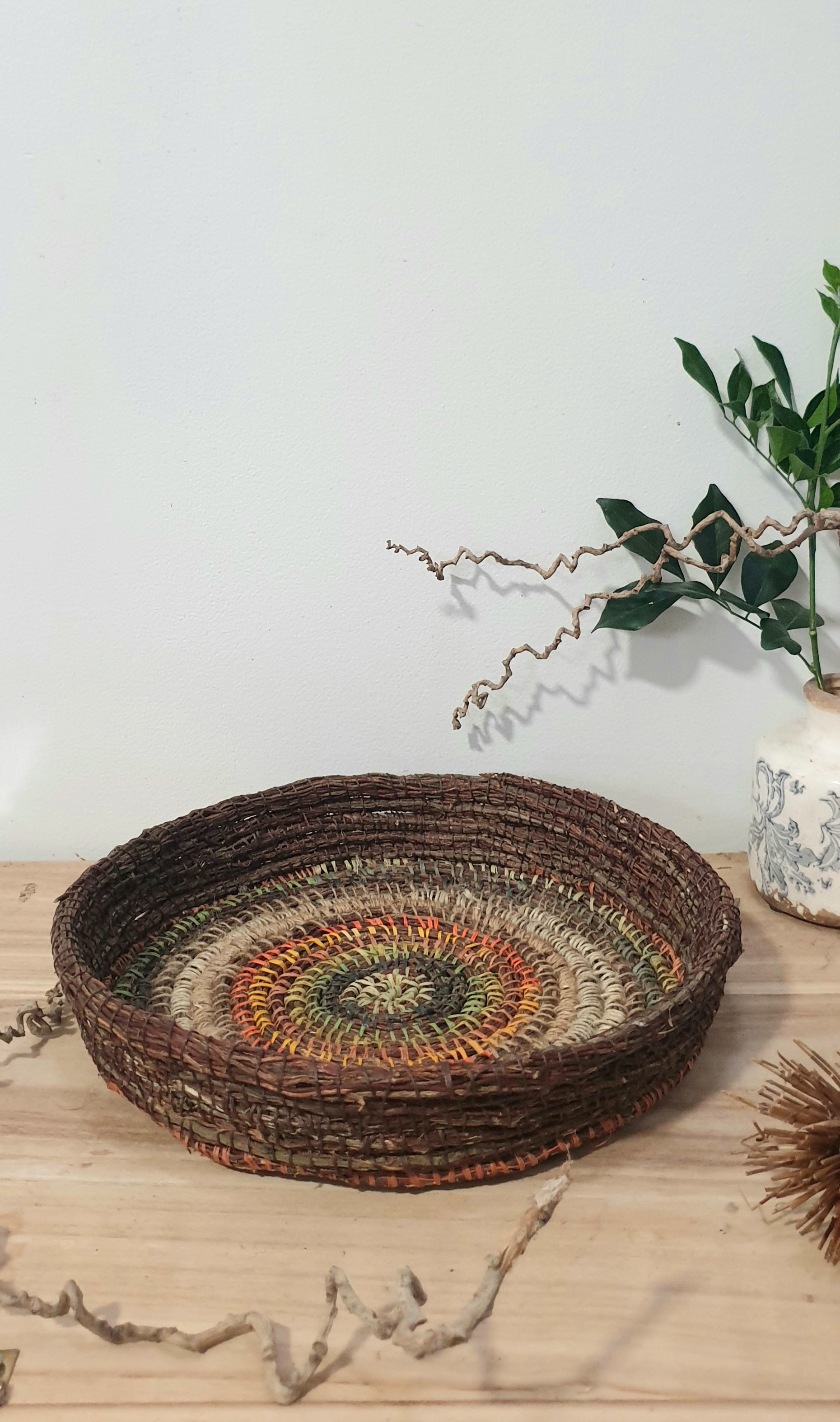 Handmade, Natural fibre coil basket/wall art