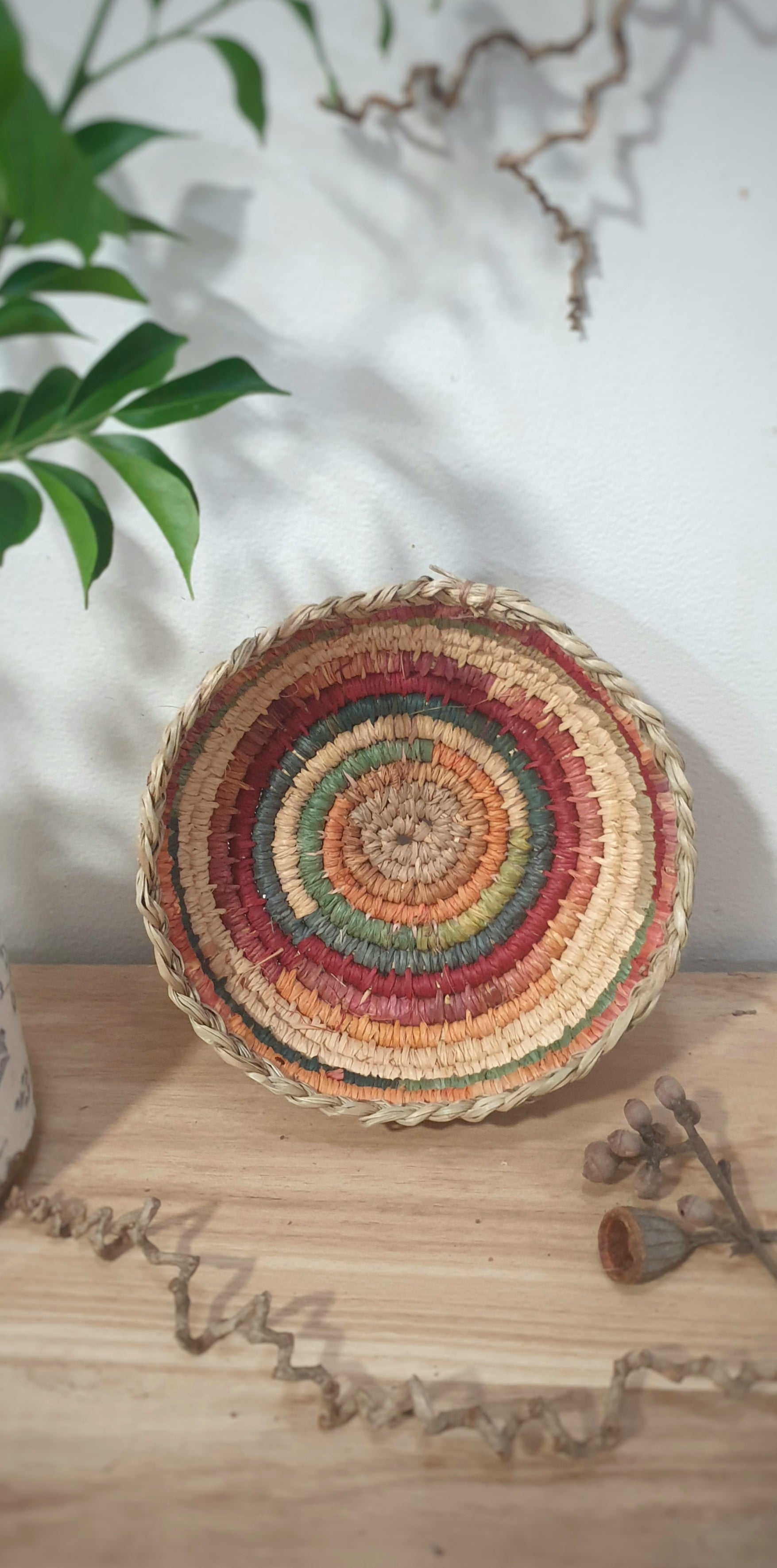 Handmade, natural fibre basket