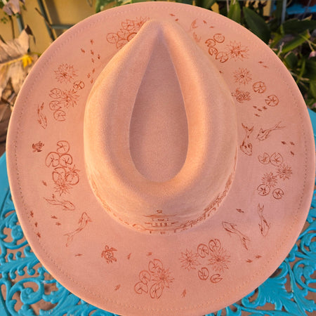 Hand burnt fedora hat - Ancient Chinese village