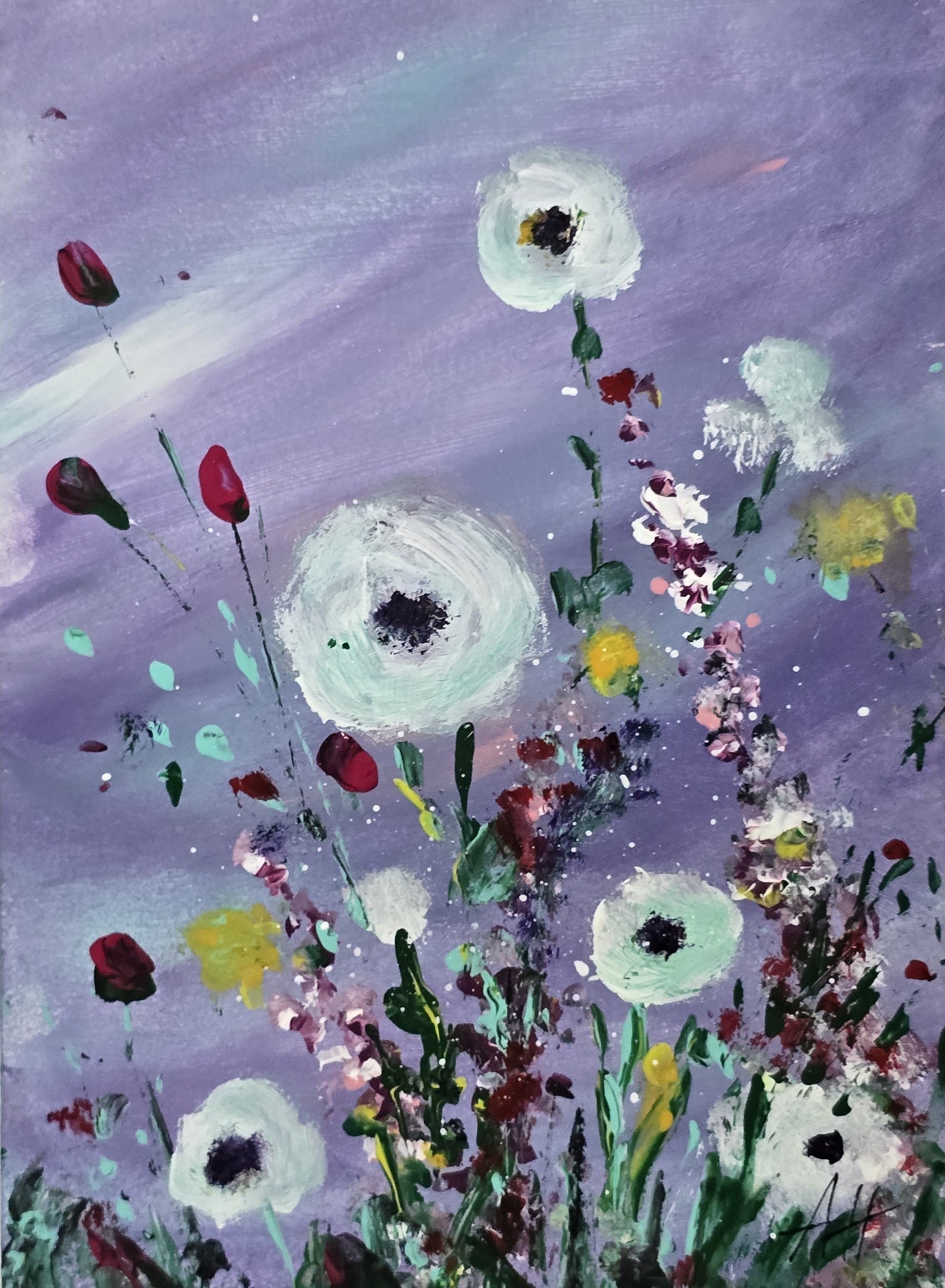 'Whispers On Purple Wind' - Original Artwork on Watercolour Paper 13x18cm