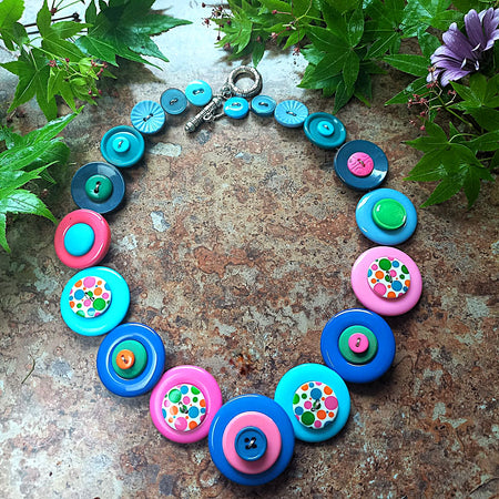 Colourful button necklace - Bubblegum