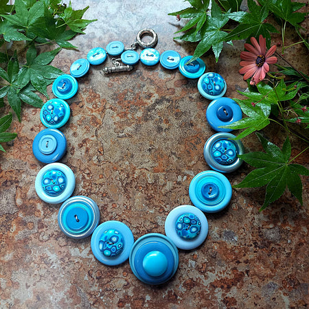 Colourful Button necklace - Blue Planet