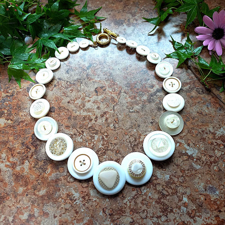 Button necklace - White Night