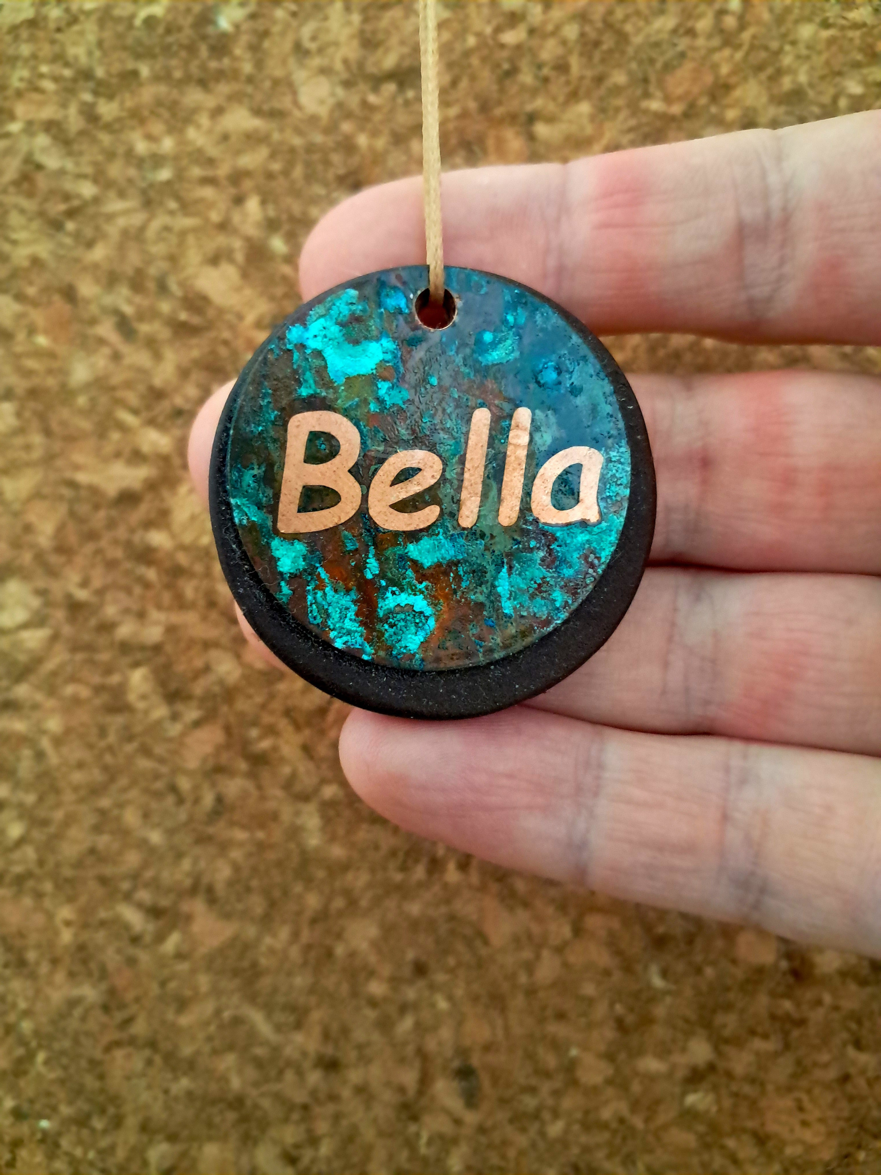 Copper Patina Pet Tag with Leather Backing