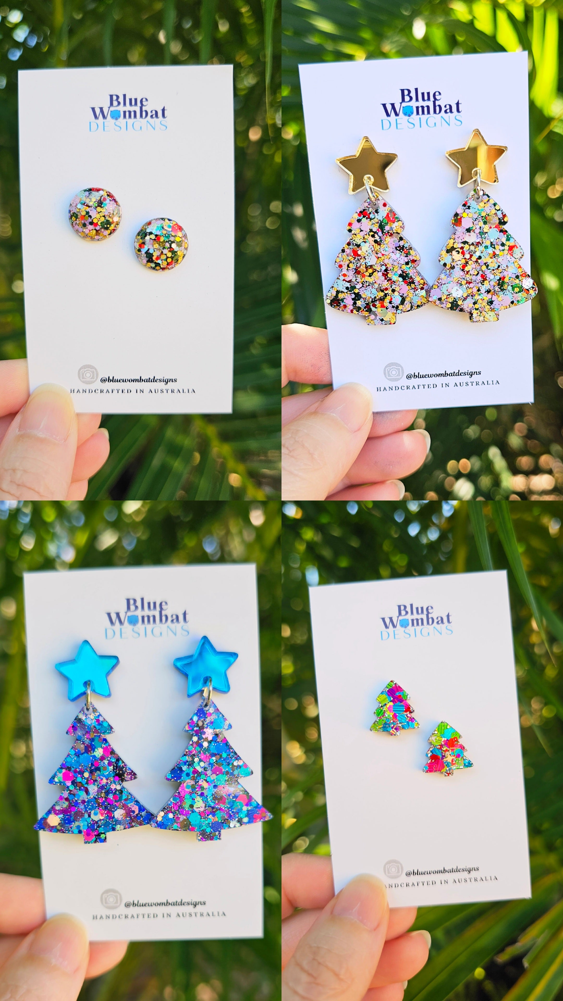 Christmas Resin Earrings Bon Bon Gift Box 4 Pack Set
