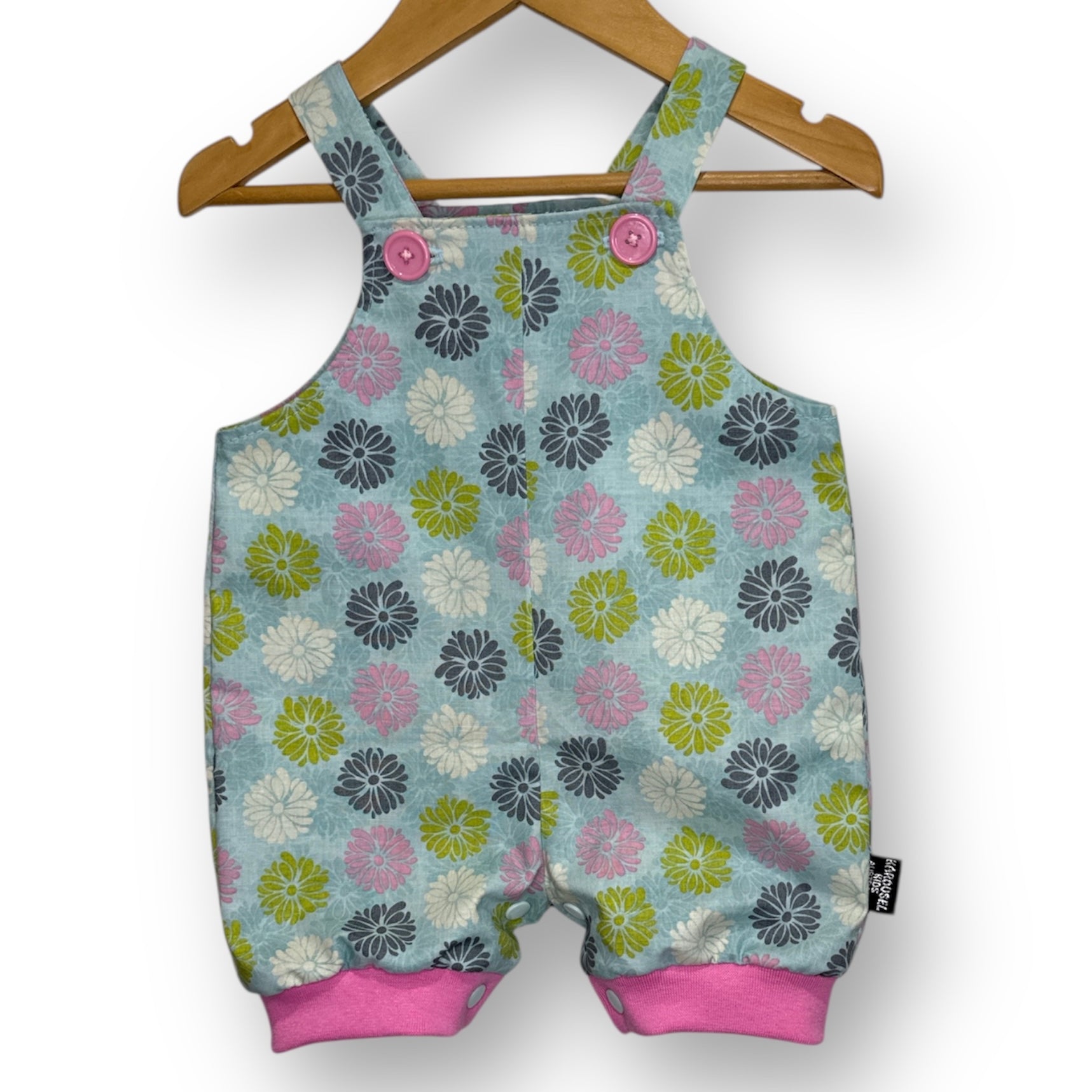 SIZE 00 Flowers Cotton Overalls with Matching Hat SET